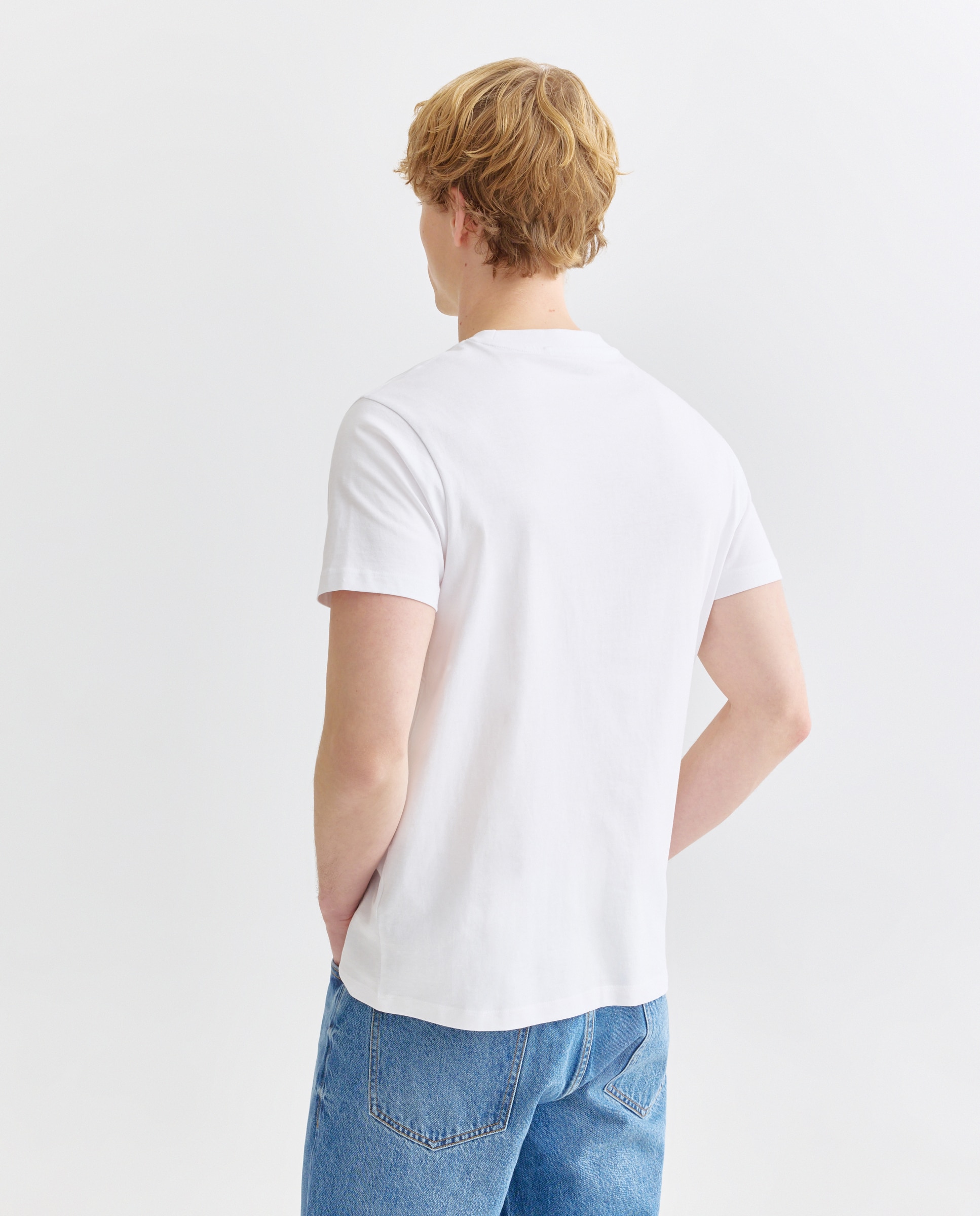 Camiseta de hombre manga corta cuello caja básica Blanco-3