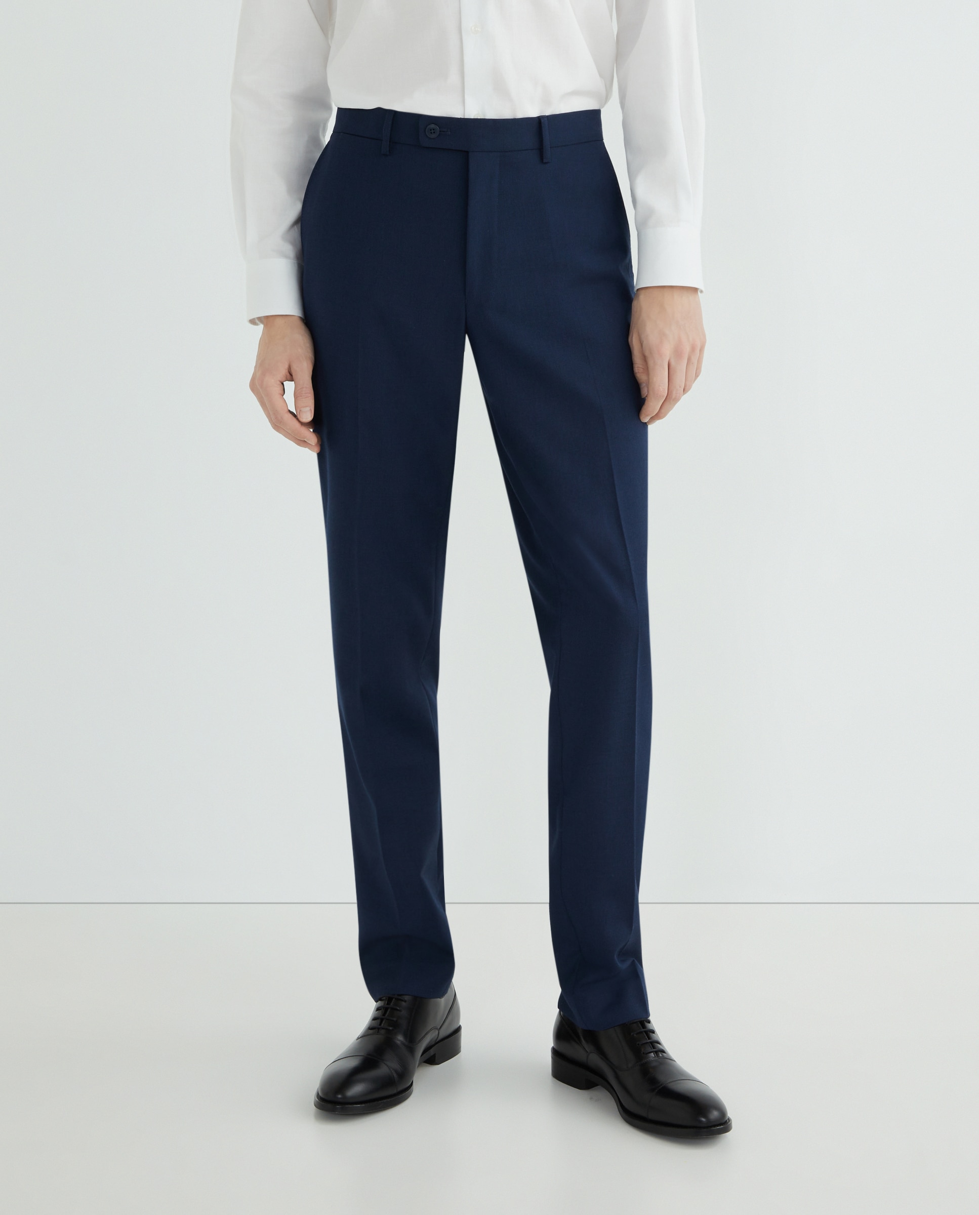 Pantalón de traje ojo de perdiz sin pinza de hombre Classic Fit Azul-2