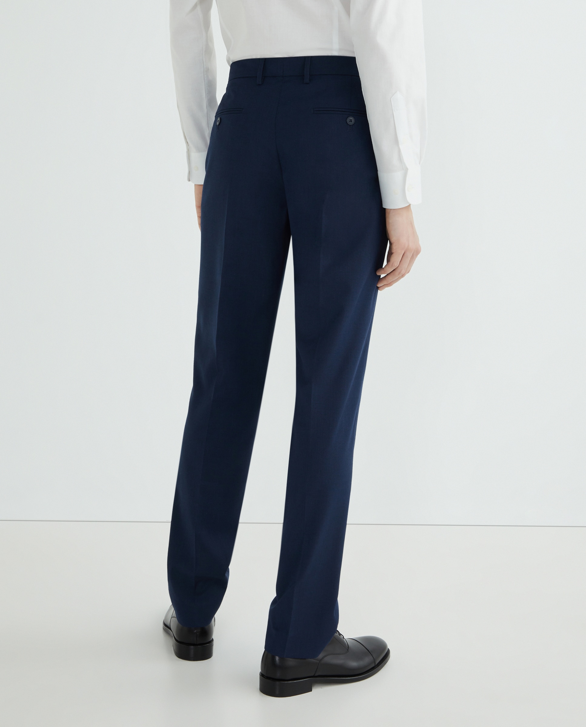 Pantalón de traje ojo de perdiz sin pinza de hombre Classic Fit Azul-3