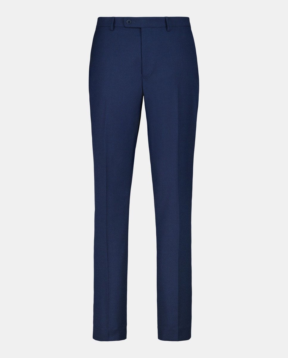 Pantalón de traje ojo de perdiz sin pinza de hombre Classic Fit Azul-4