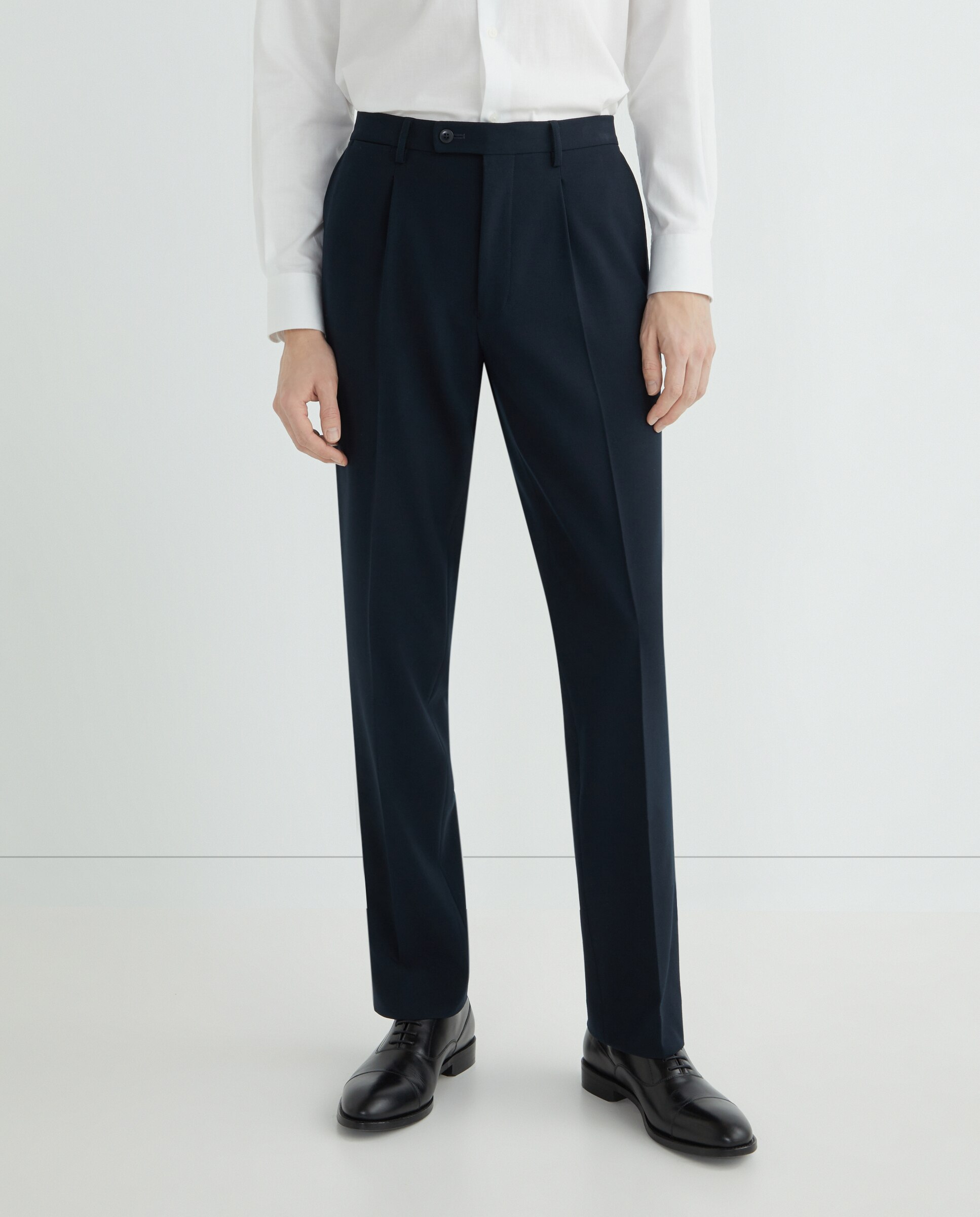 Pantalón de traje básico de hombre con pinza Classic Fit Azul marino-2