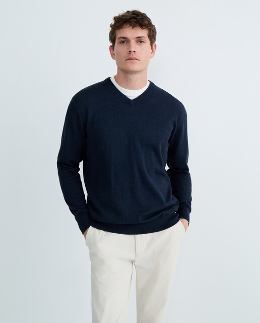 Imagen 0 de Jersey de hombre cuello pico liso Cotton Cashmere