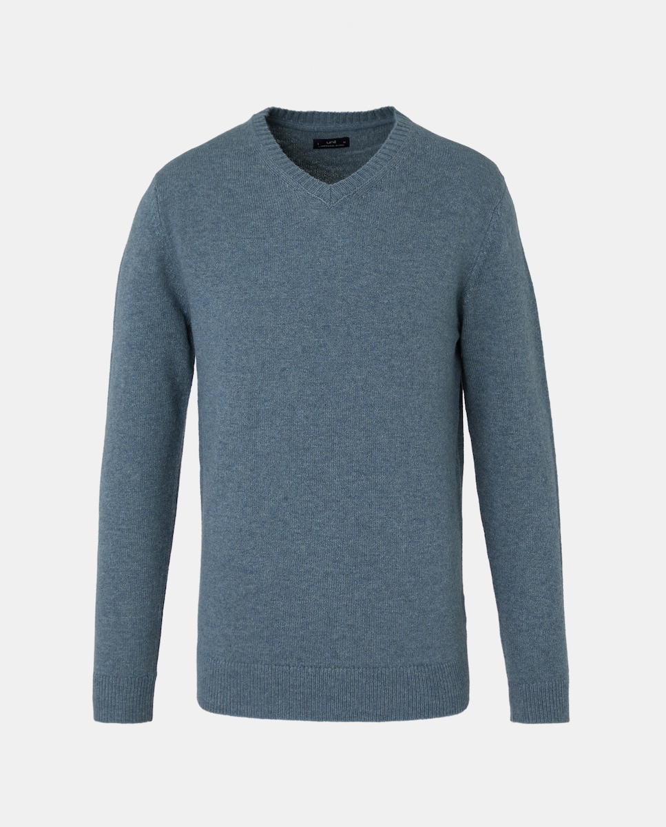 Jersey de hombre cuello pico liso Lambswool Nylon 582 Verde agua-4