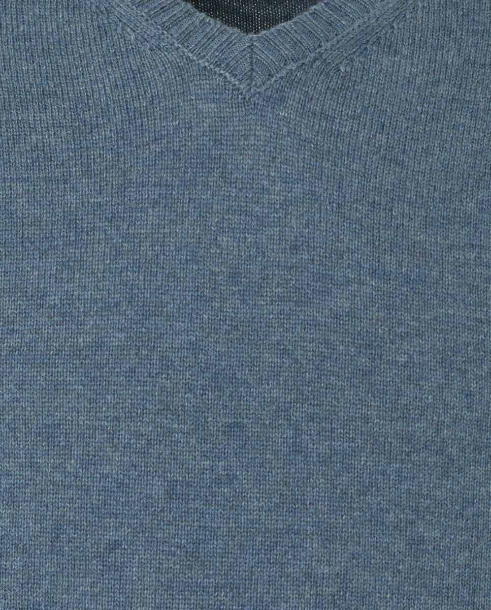 Jersey de hombre cuello pico liso Lambswool Nylon 582 Verde agua-5