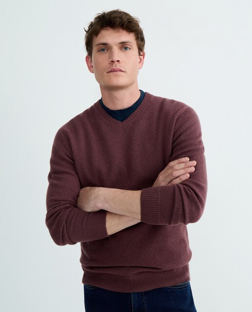 Imagen 0 de Jersey de hombre cuello pico liso Lambswool Nylon