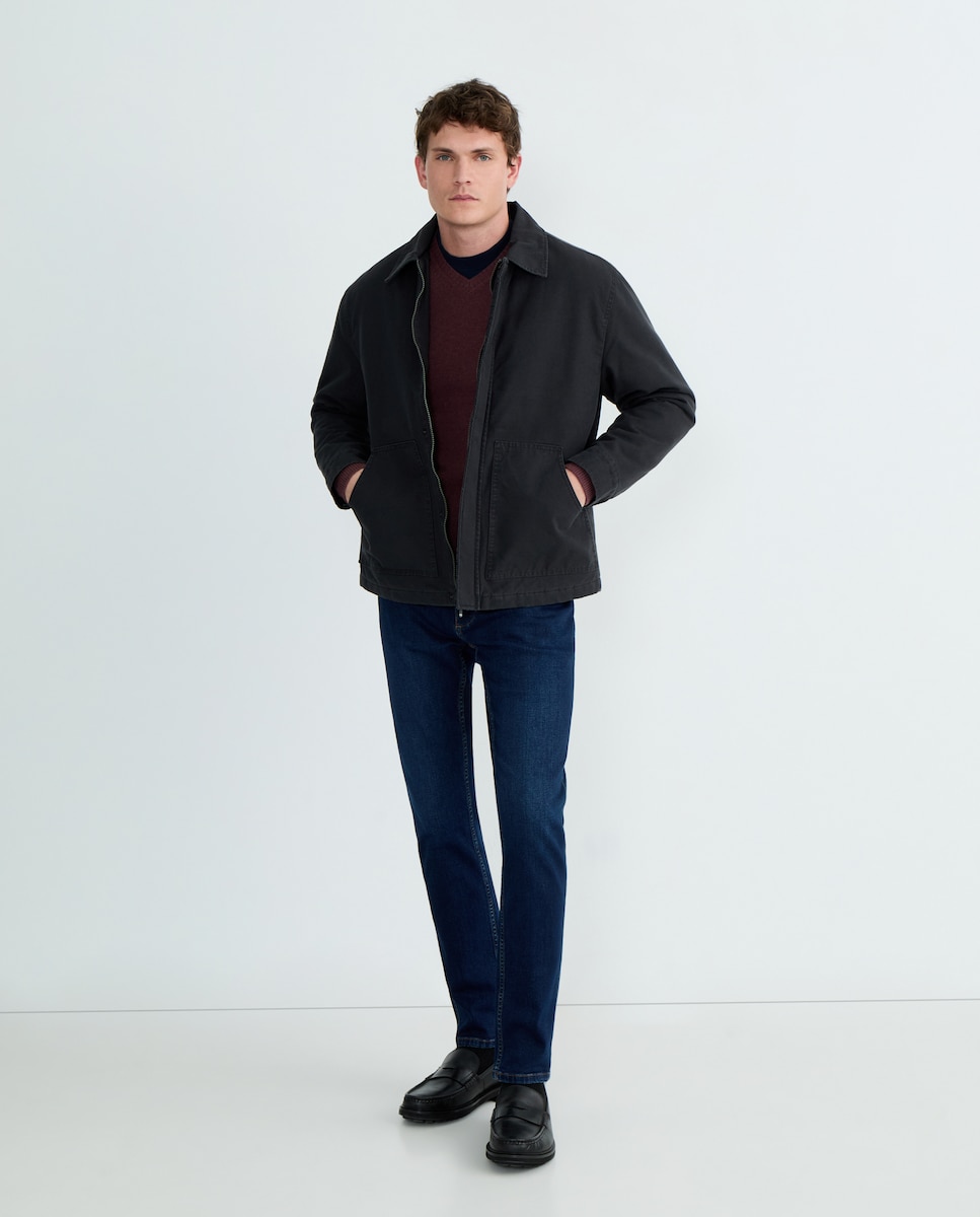 Jersey de hombre cuello pico liso Lambswool Nylon 230 Rosa oscuro-2