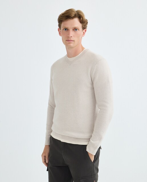 Imagen 0 de Jersey de hombre cuello pico liso Lambswool Nylon