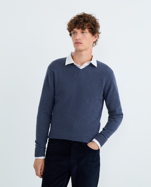 Imagen 0 de Jersey de hombre cuello pico liso Lambswool Nylon