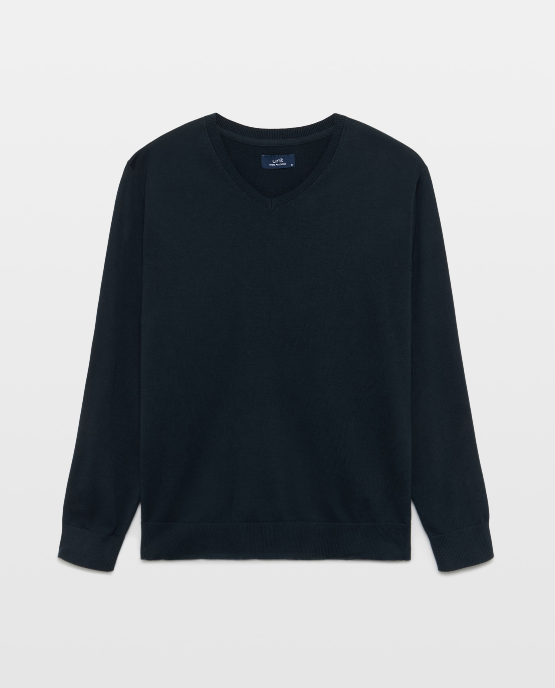Jersey de hombre cuello pico liso 100% Algodón Azul marino-4