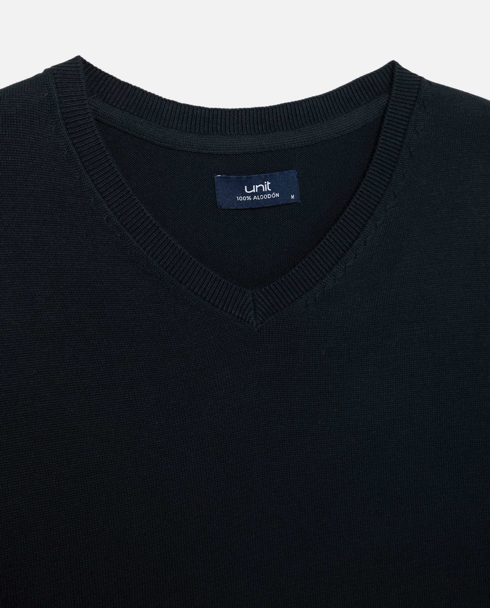 Jersey de hombre cuello pico liso 100% Algodón Azul marino-5