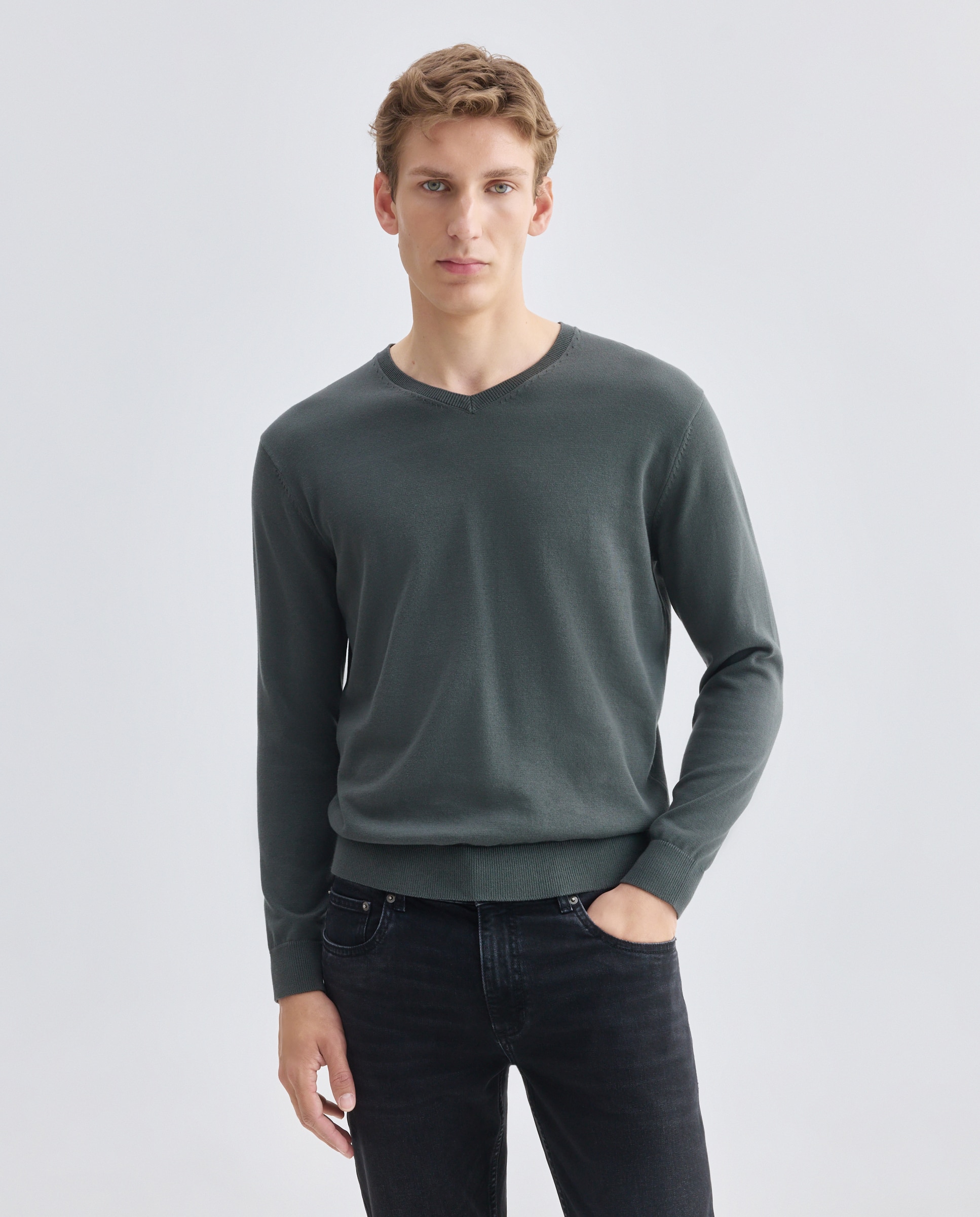 Imagen 0 de Jersey de hombre cuello pico liso 100% Algodón