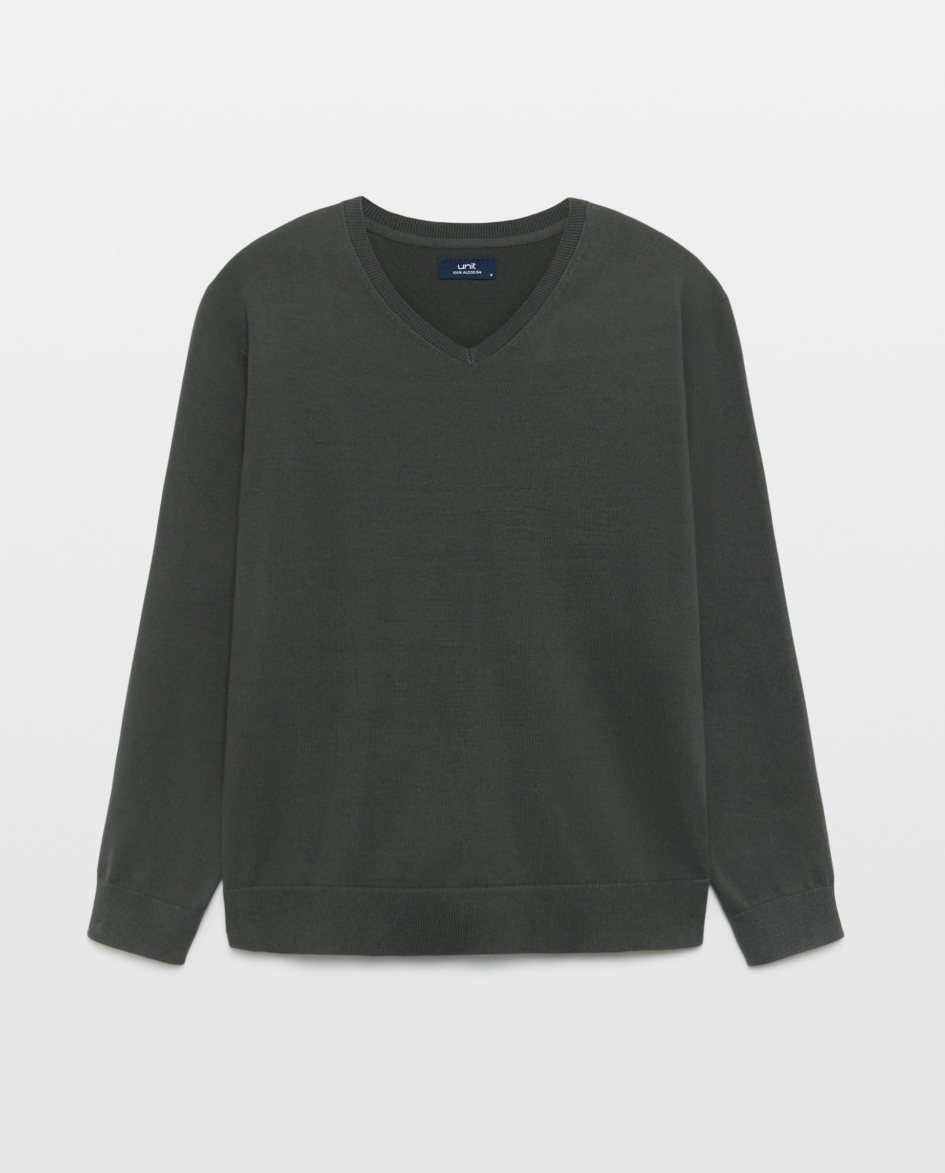 Jersey de hombre cuello pico liso 100% Algodón 530 Verde oscuro-4