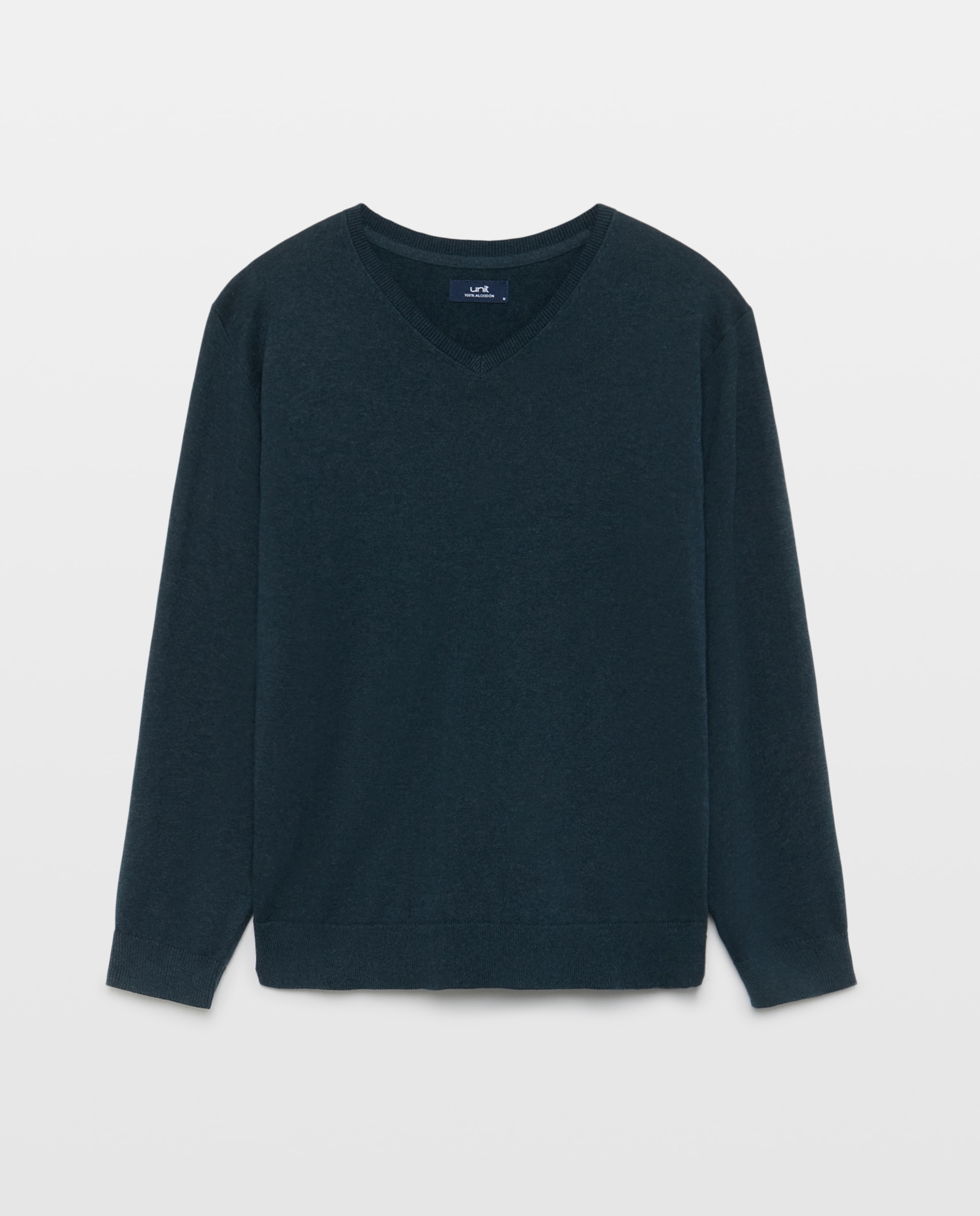 Jersey de hombre cuello pico liso 100% Algodón 400 Azul-4
