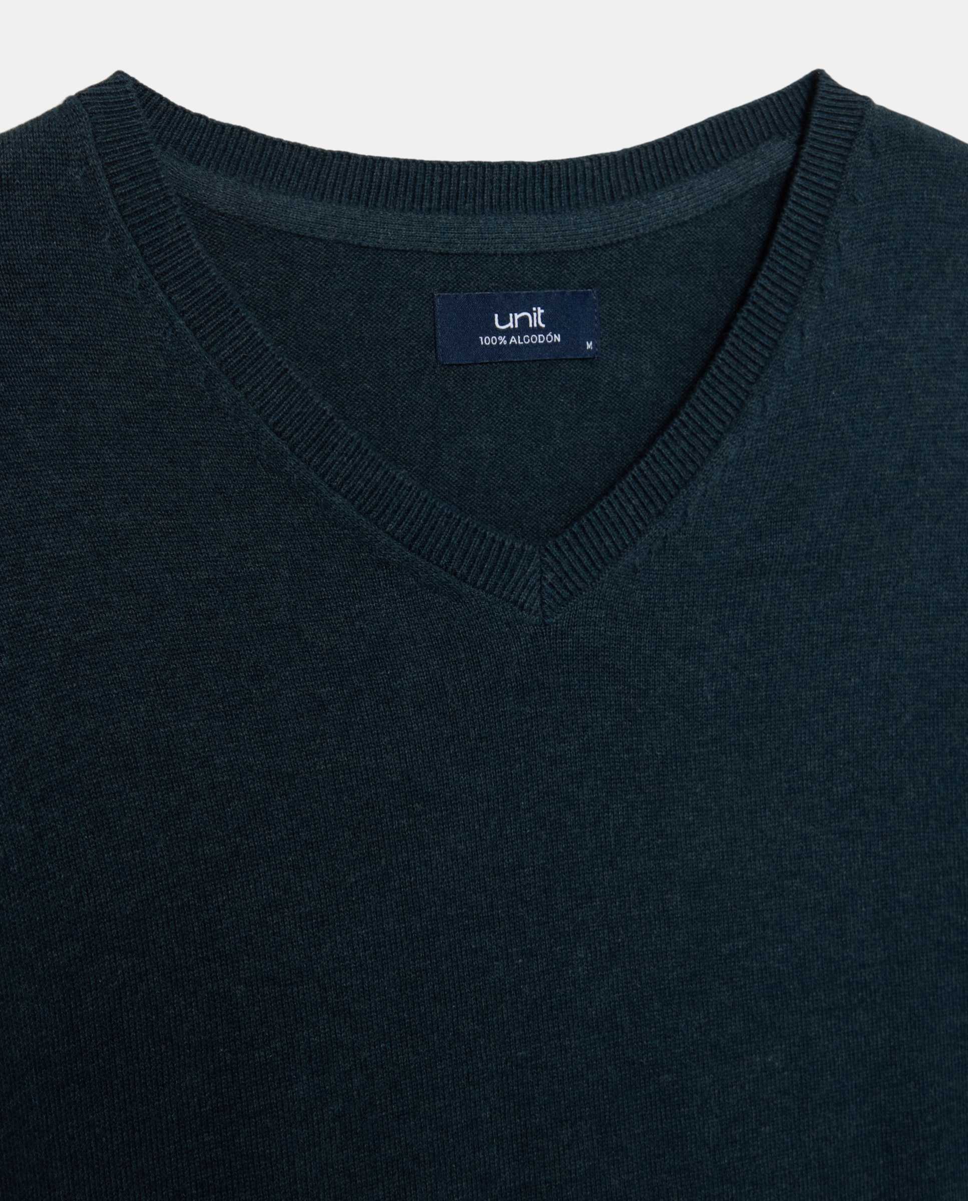 Jersey de hombre cuello pico liso 100% Algodón 400 Azul-5