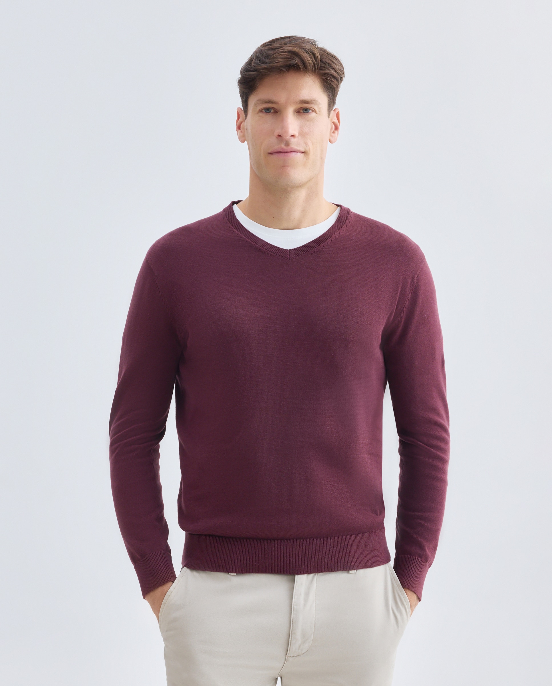 Imagen 0 de Jersey de hombre cuello pico liso 100% Algodón