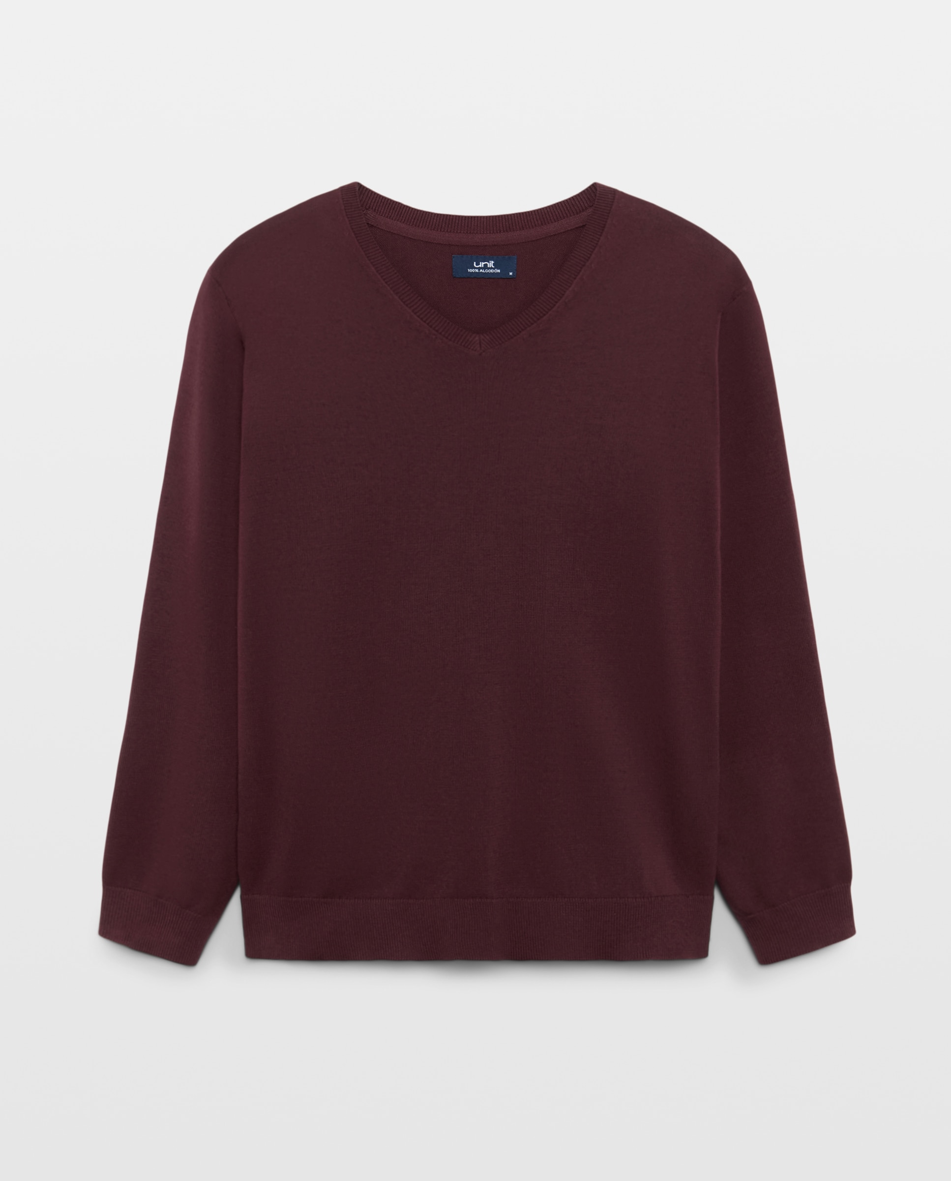Jersey de hombre cuello pico liso 100% Algodón 290 Burdeos-4