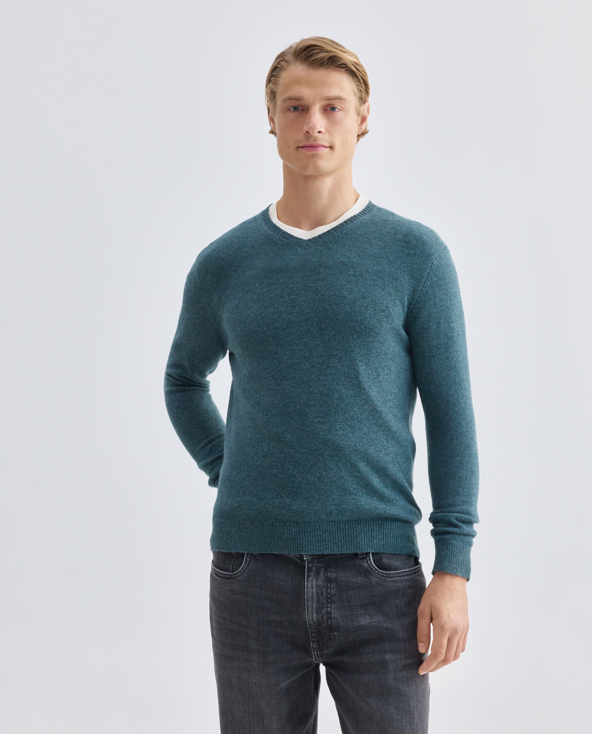 Imagen 0 de Jersey de hombre cuello pico liso Lambswool Nylon