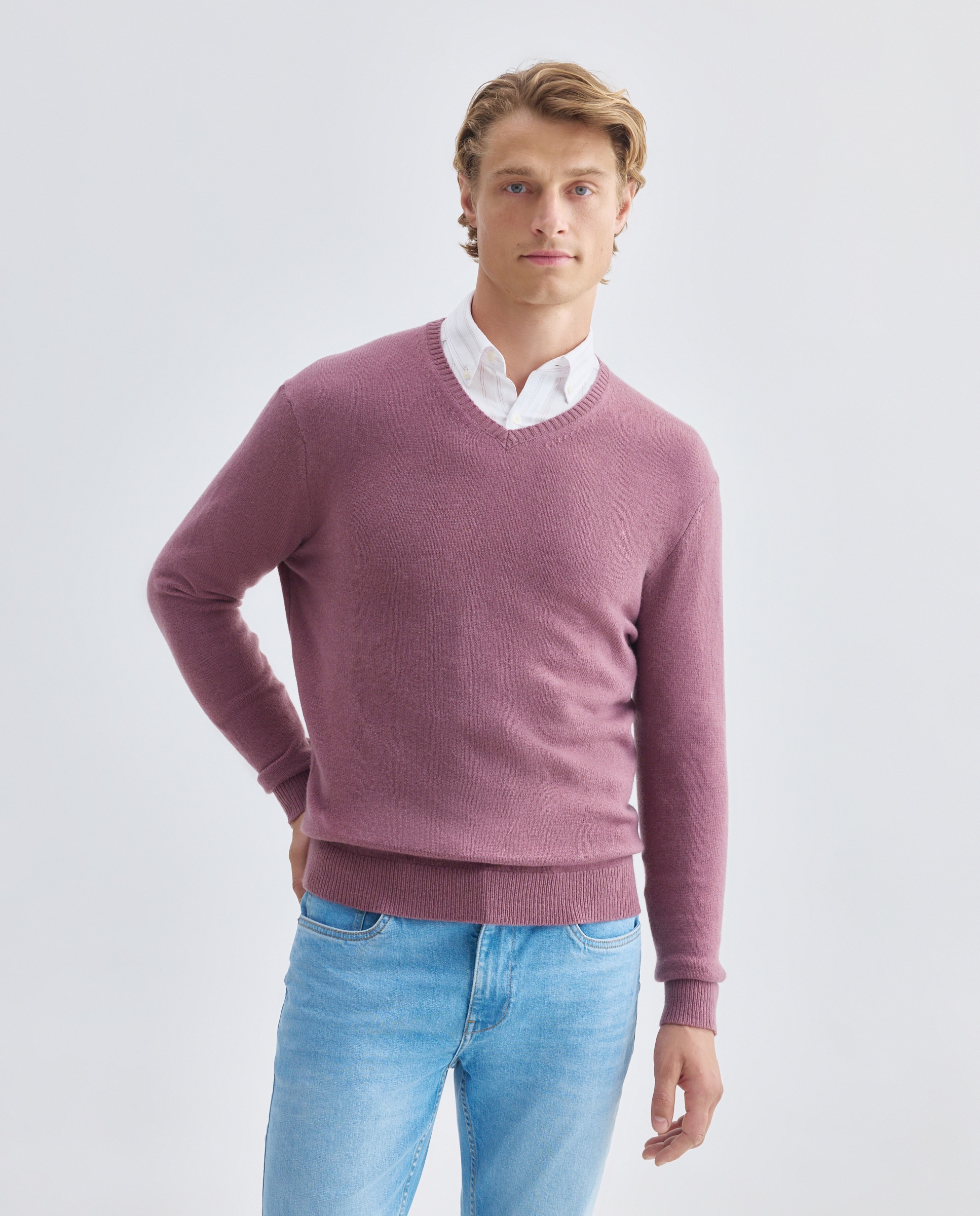 Imagen 0 de Jersey de hombre cuello pico liso Lambswool Nylon