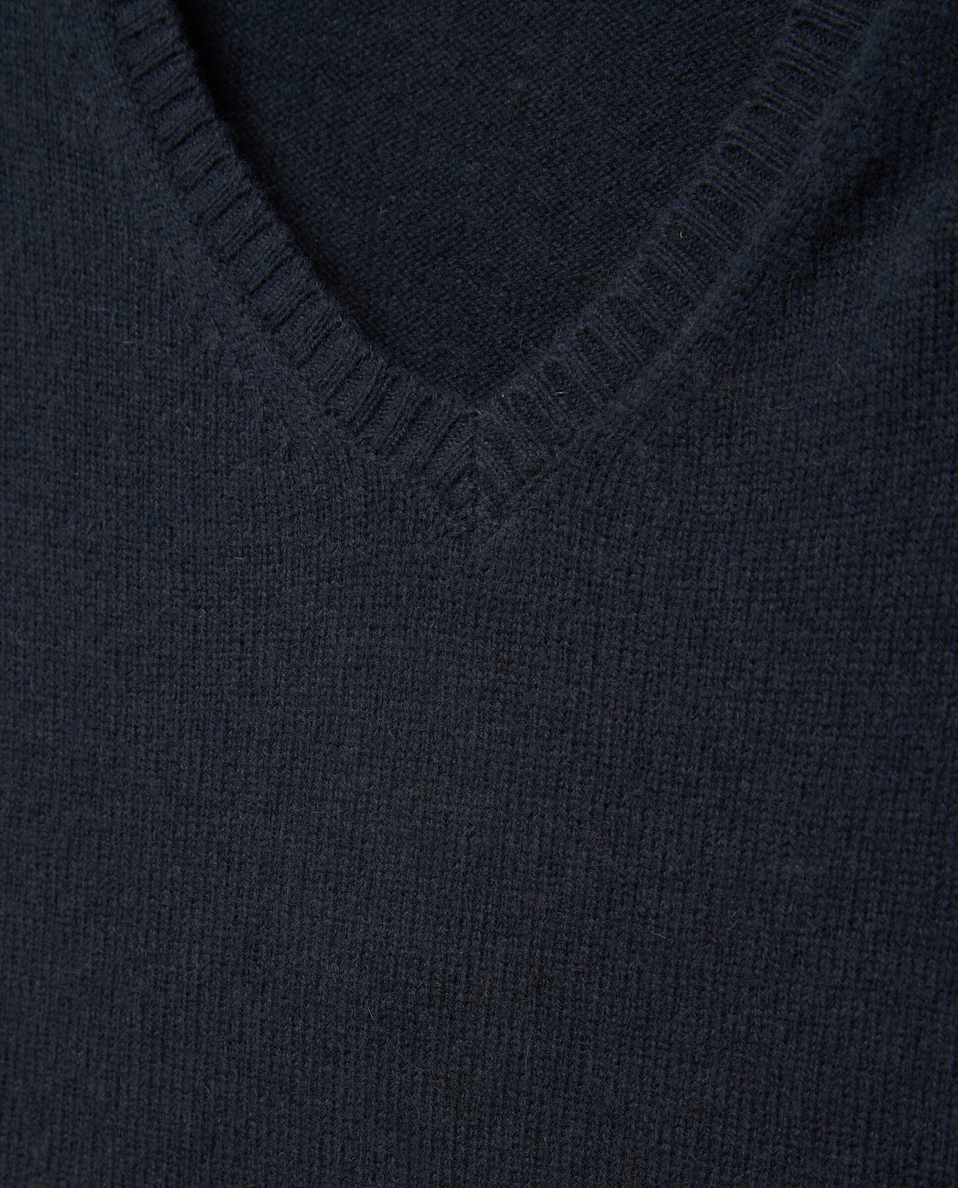 Jersey de hombre cuello pico liso Lambswool Nylon Azul marino-5