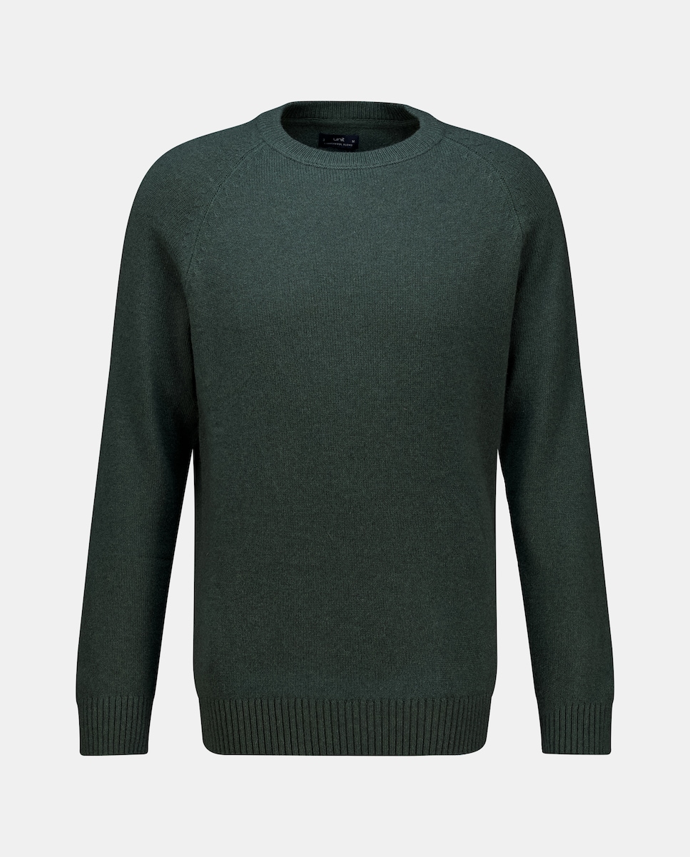 Jersey de hombre cuello caja liso Lambswool Nylon 530 Verde oscuro-4