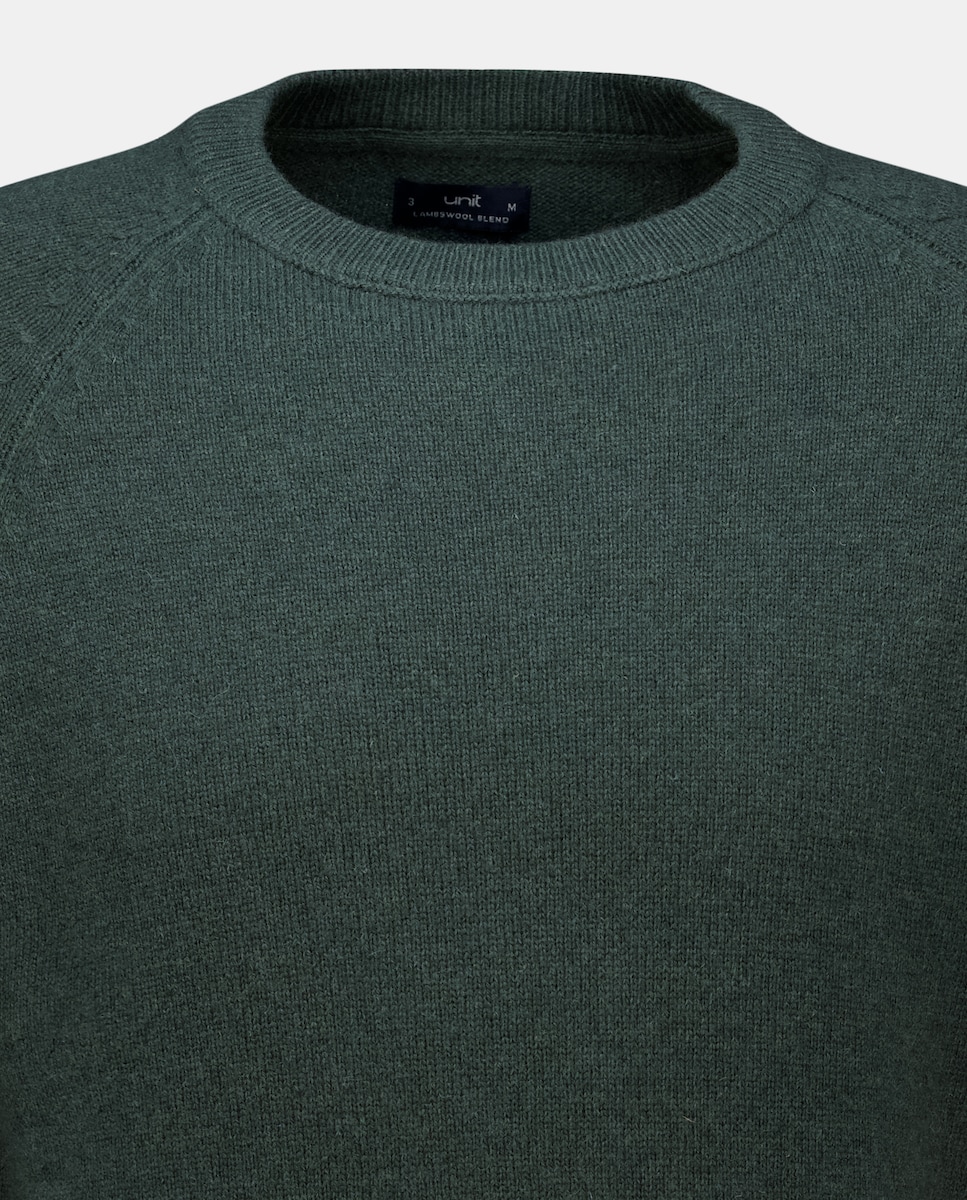 Jersey de hombre cuello caja liso Lambswool Nylon 530 Verde oscuro-5