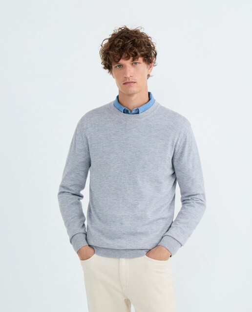 Imagen 0 de Jersey de hombre cuello caja liso 100% lana merino