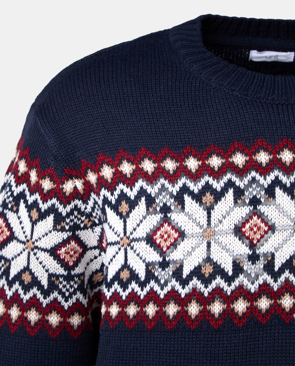 Jersey de hombre cuello caja Christmas Azul marino-5