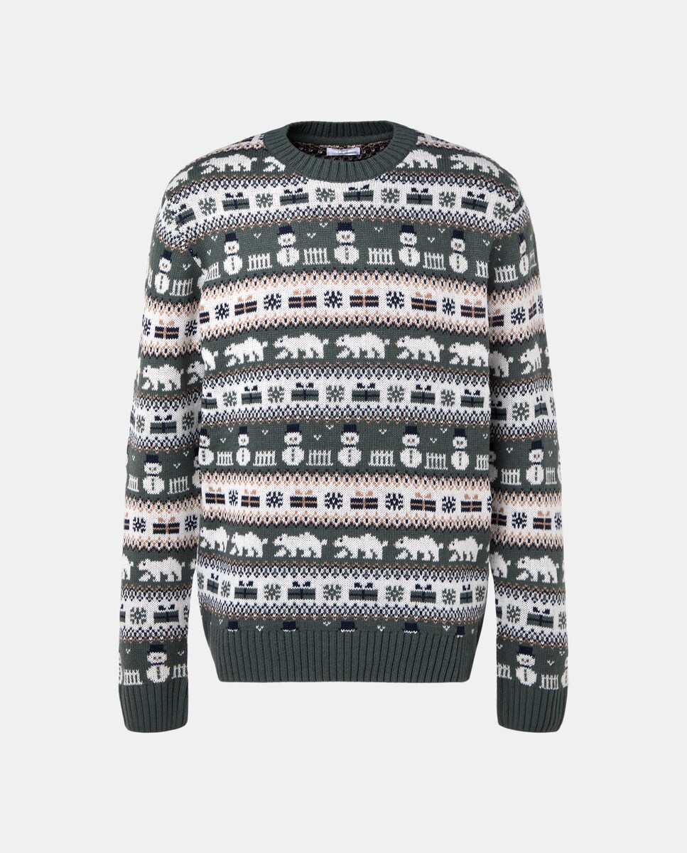 Jersey de hombre cuello caja Christmas Verde-4