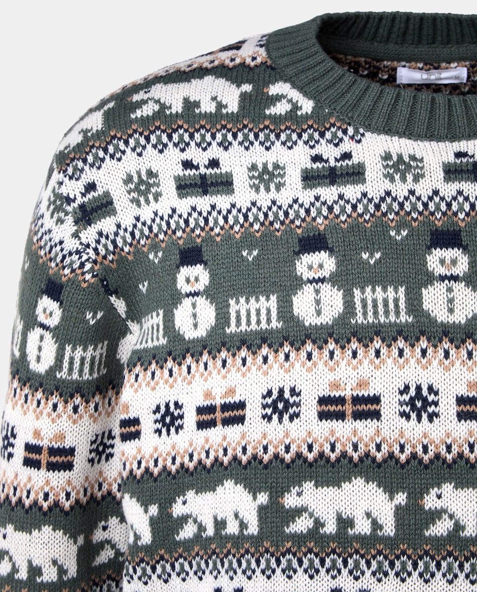 Jersey de hombre cuello caja Christmas Verde-5