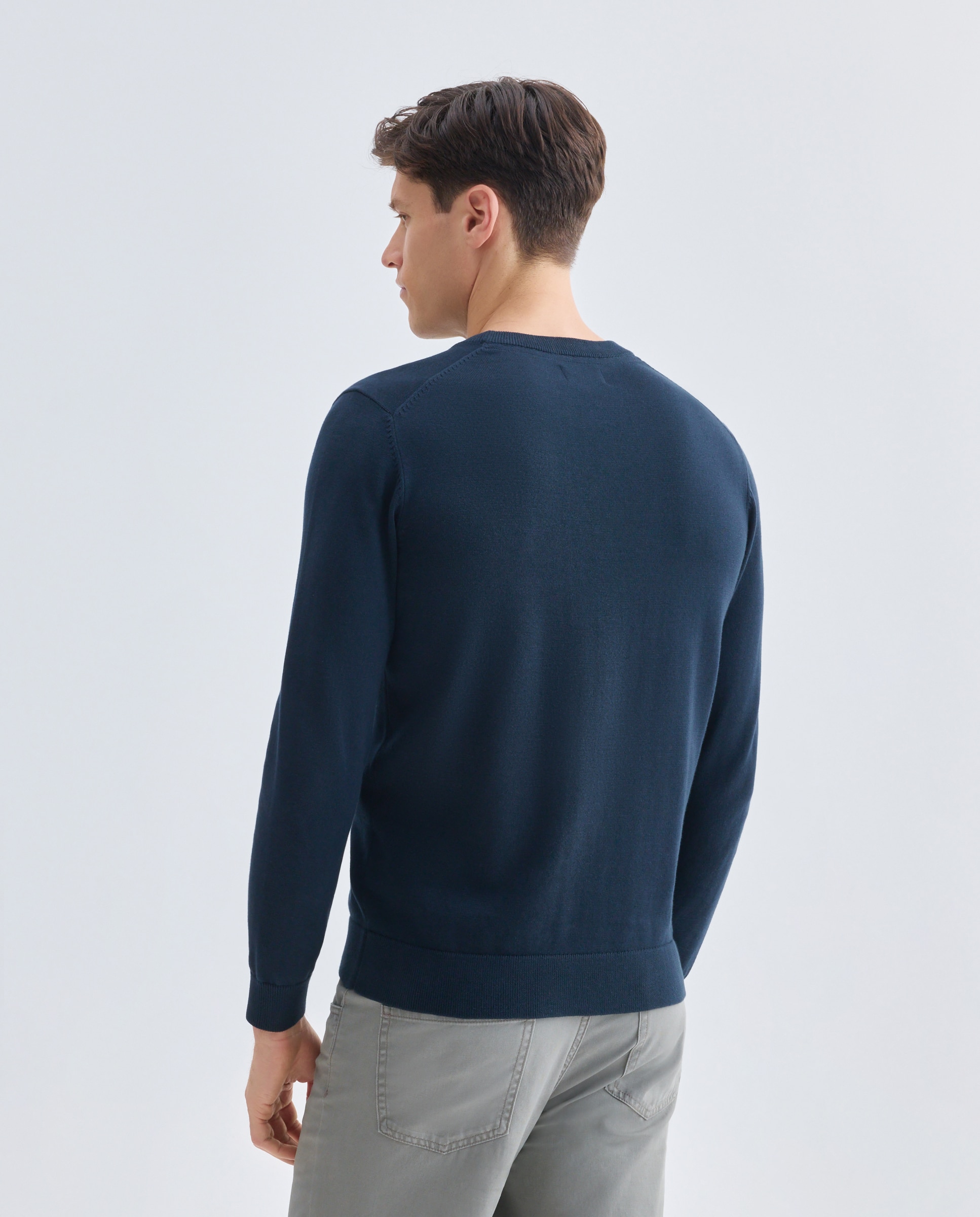 Jersey de hombre cuello caja liso 100% Algodón Azul marino-3