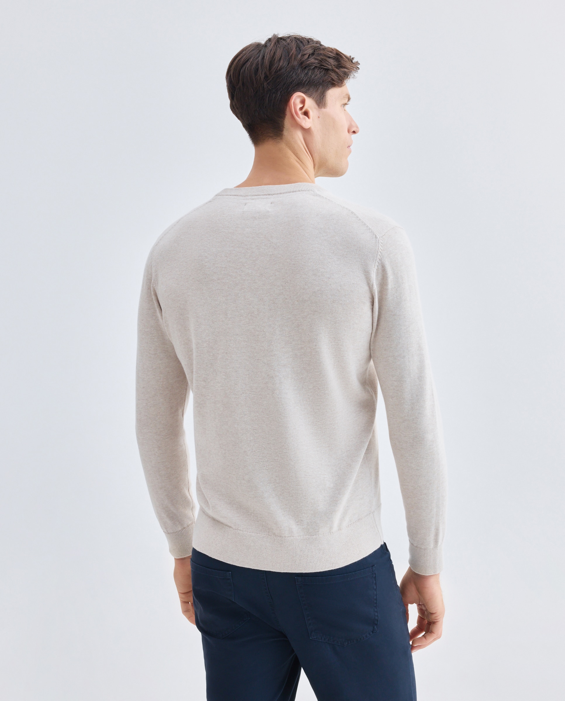 Jersey de hombre cuello caja liso 100% Algodón 710 Beige-3