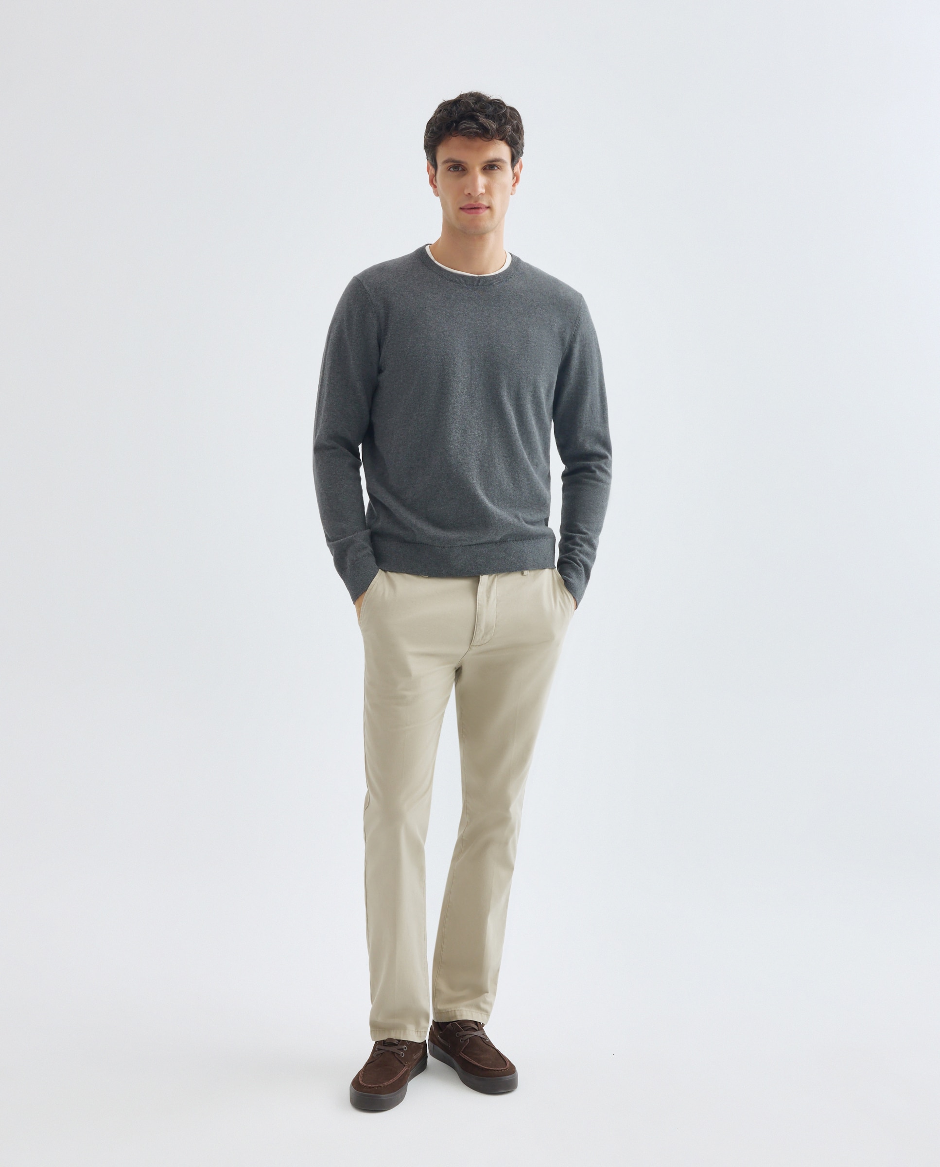 Jersey de hombre cuello caja liso Cotton Cashmere 830 Antracita-2