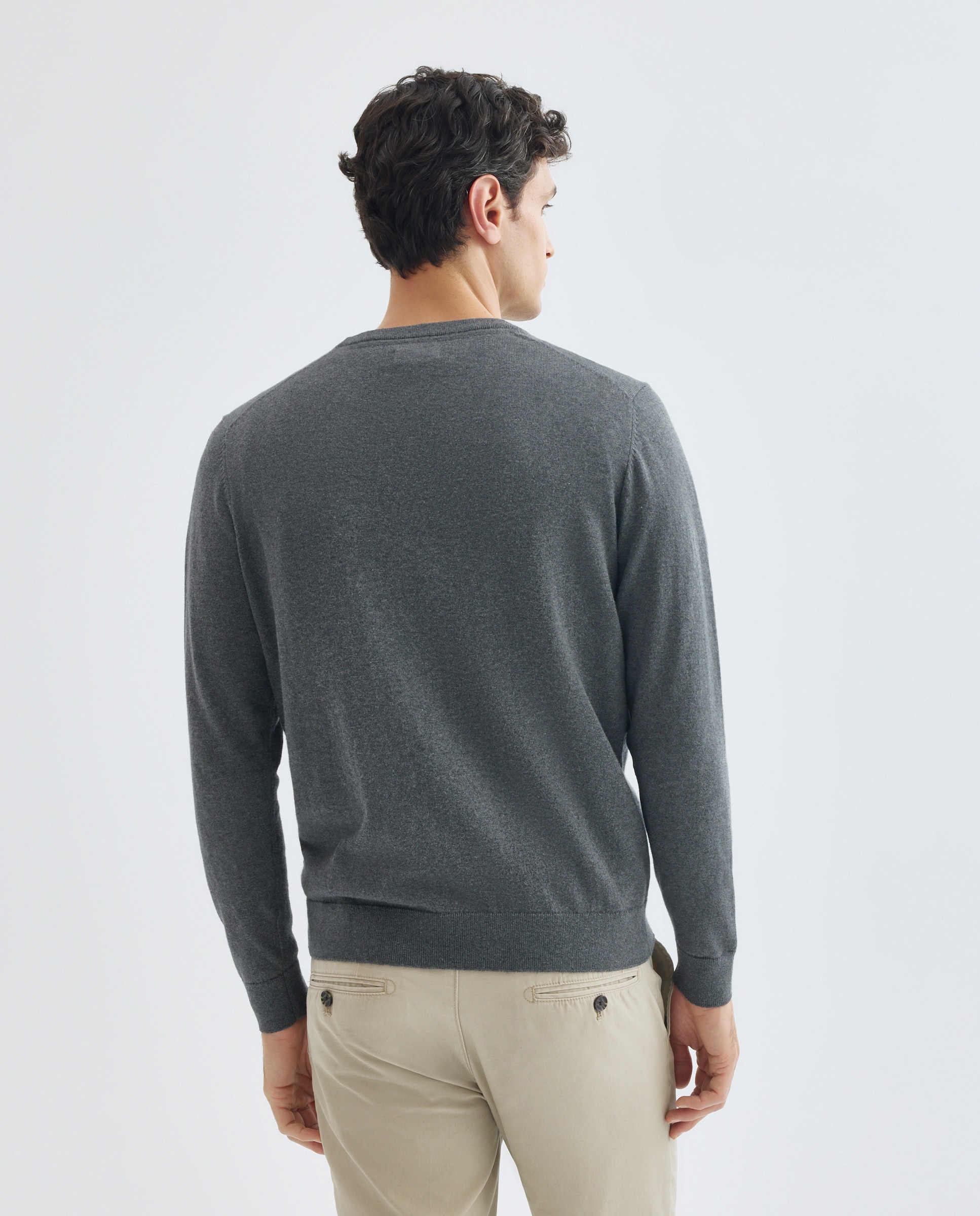 Jersey de hombre cuello caja liso Cotton Cashmere 830 Antracita-3