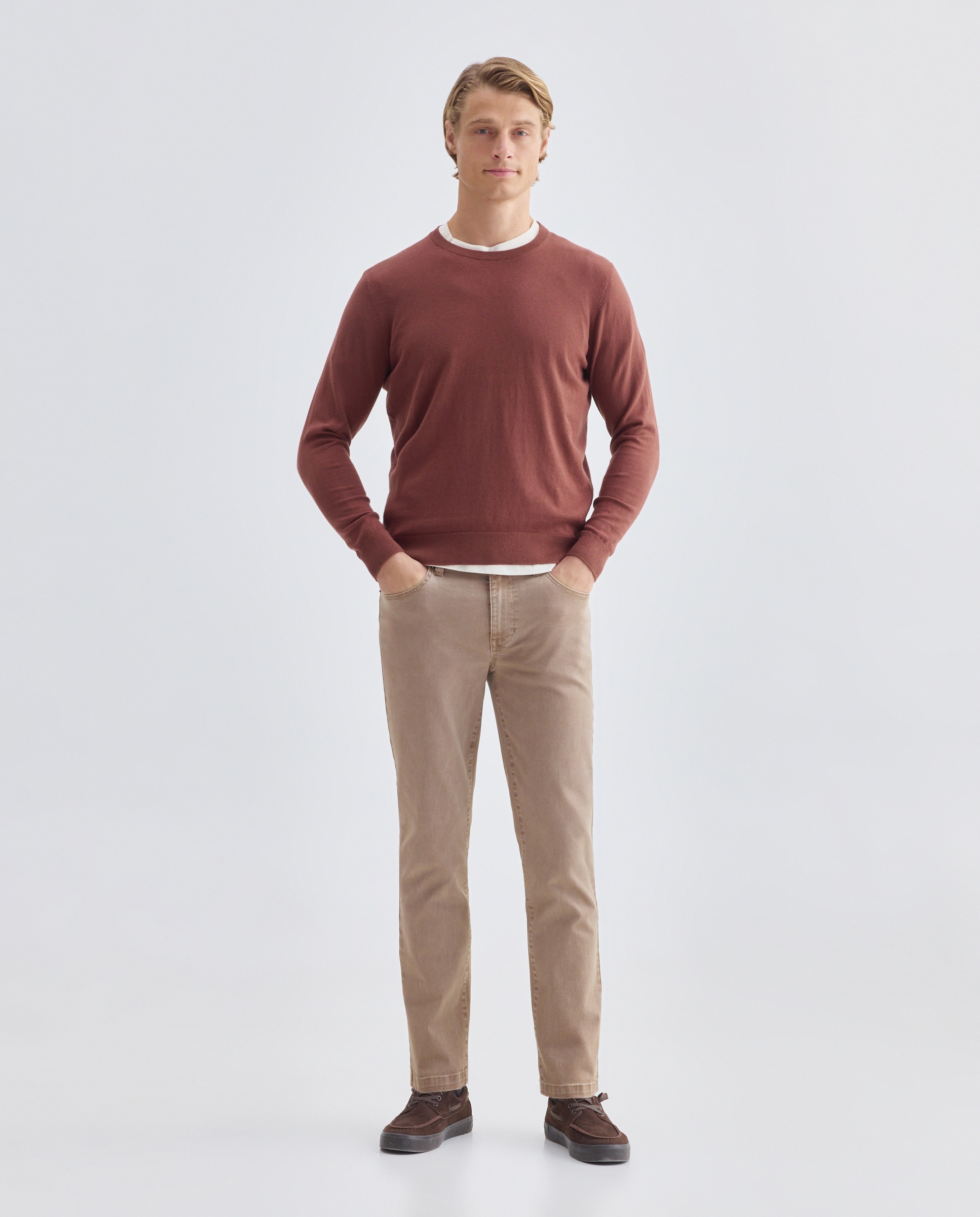 Jersey de hombre cuello caja liso Cotton Cashmere 770 Terracota-2