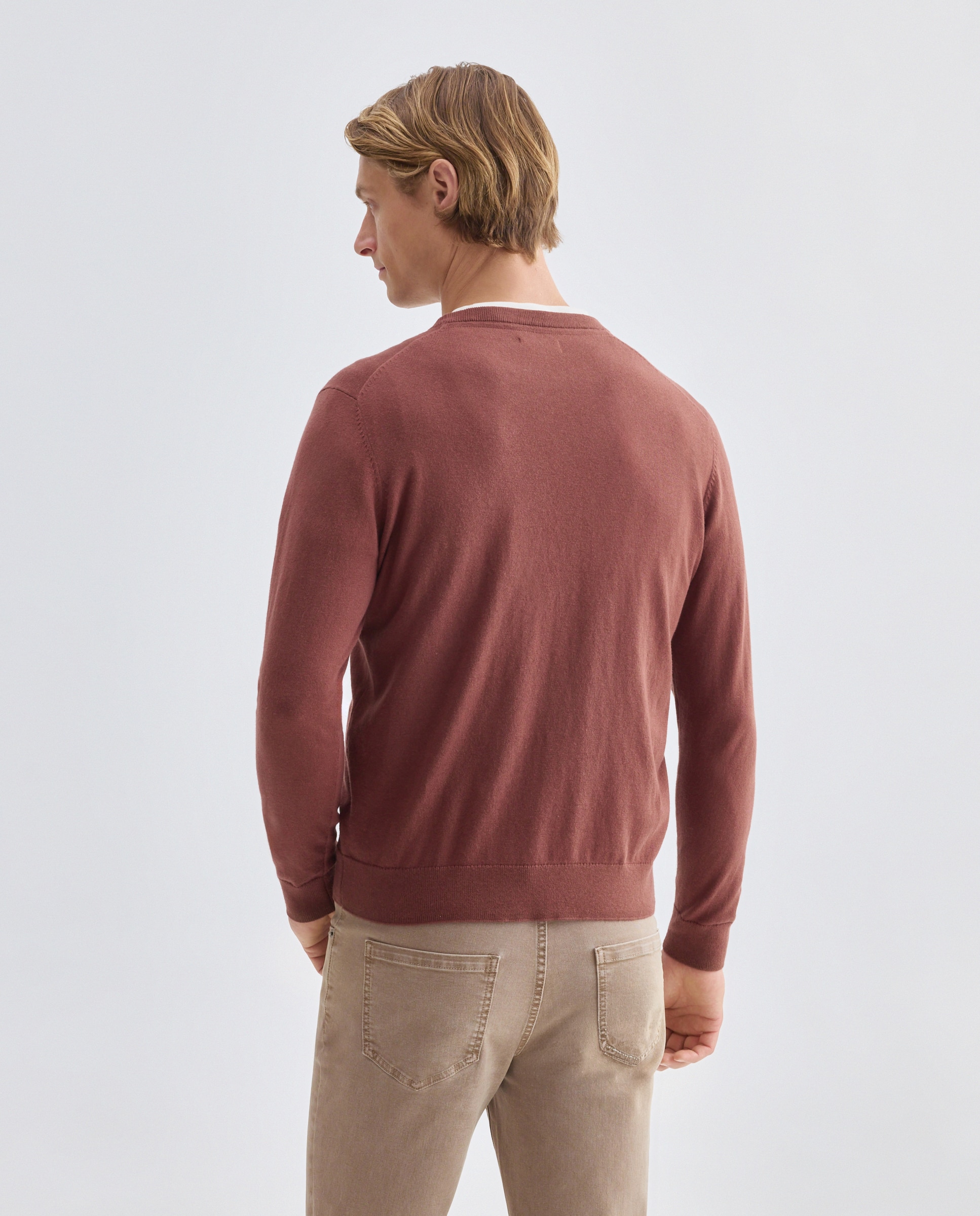 Jersey de hombre cuello caja liso Cotton Cashmere 770 Terracota-3