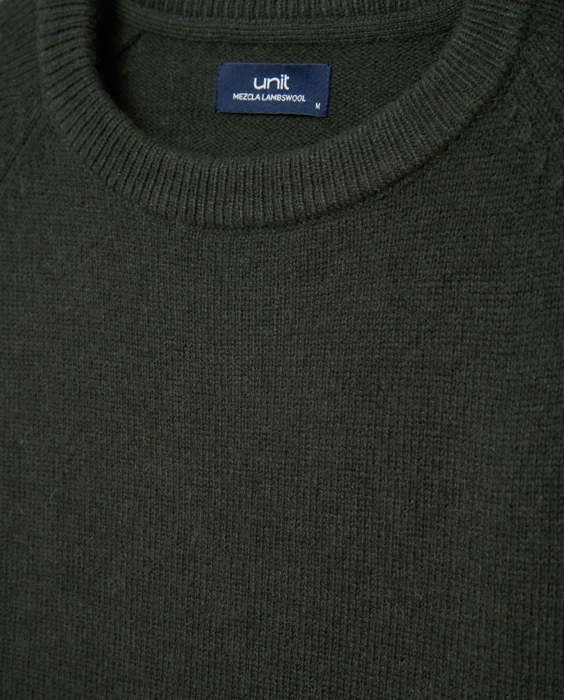 Jersey de hombre cuello caja liso Lambswool Nylon 530 Verde oscuro-5