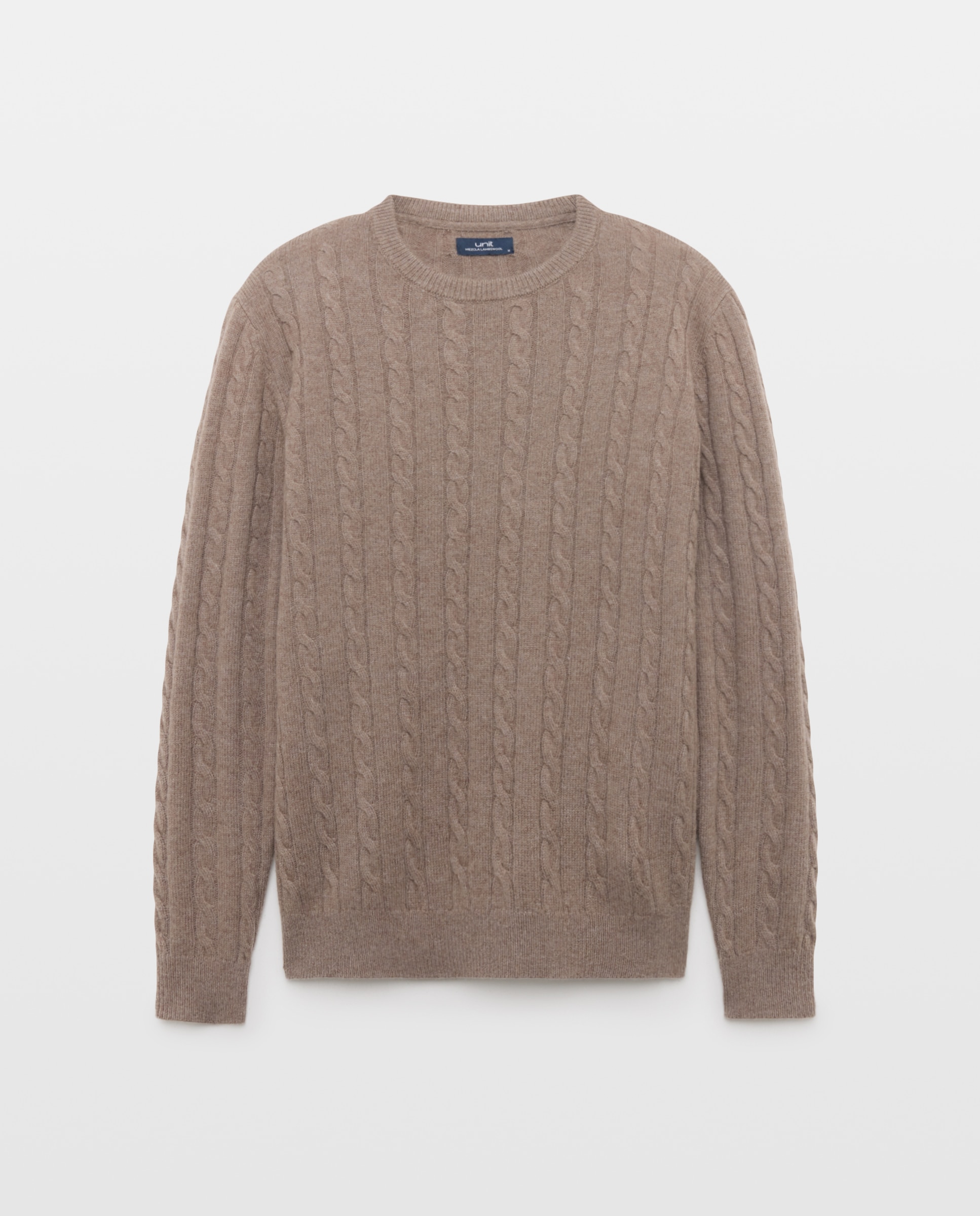 Jersey de hombre cuello caja ochos Lambswool Nylon Marrón-4