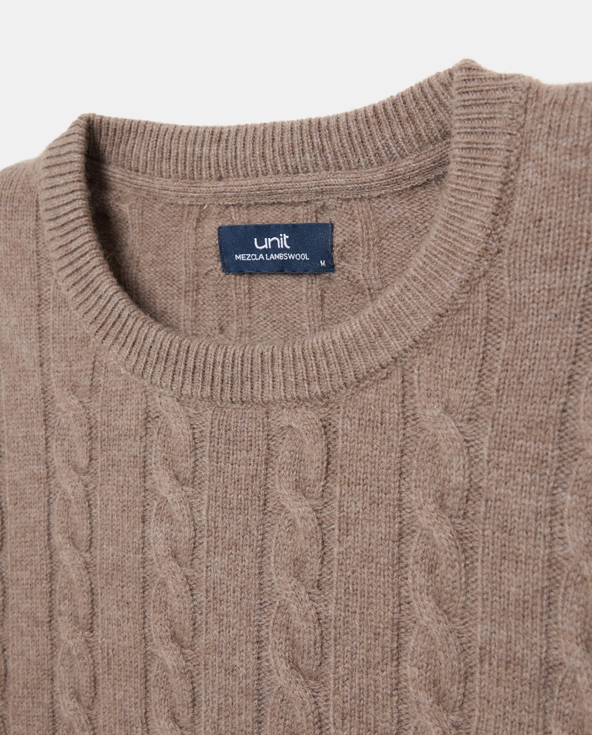 Jersey de hombre cuello caja ochos Lambswool Nylon Marrón-5