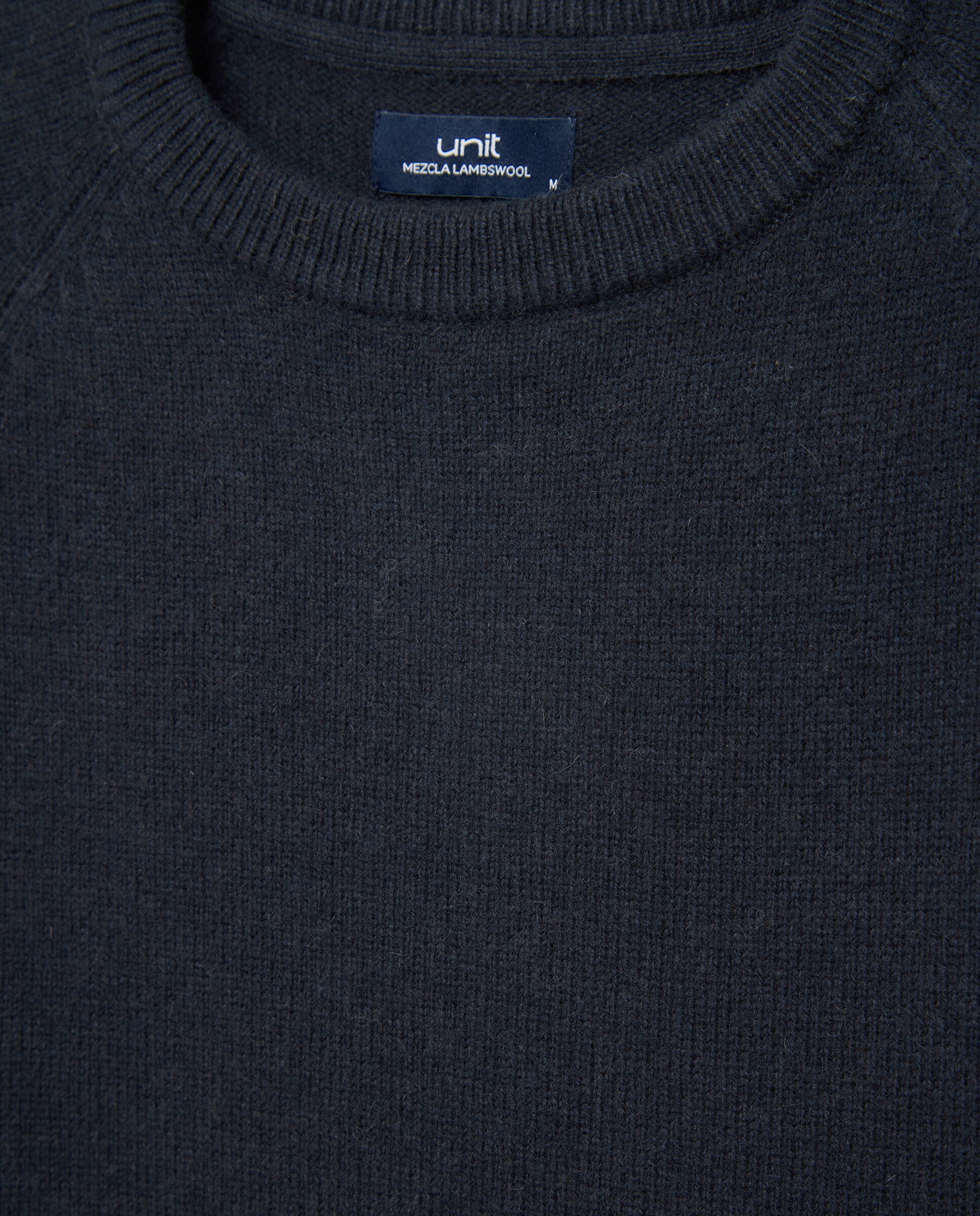 Jersey de hombre cuello caja liso Lambswool Nylon Azul marino-5