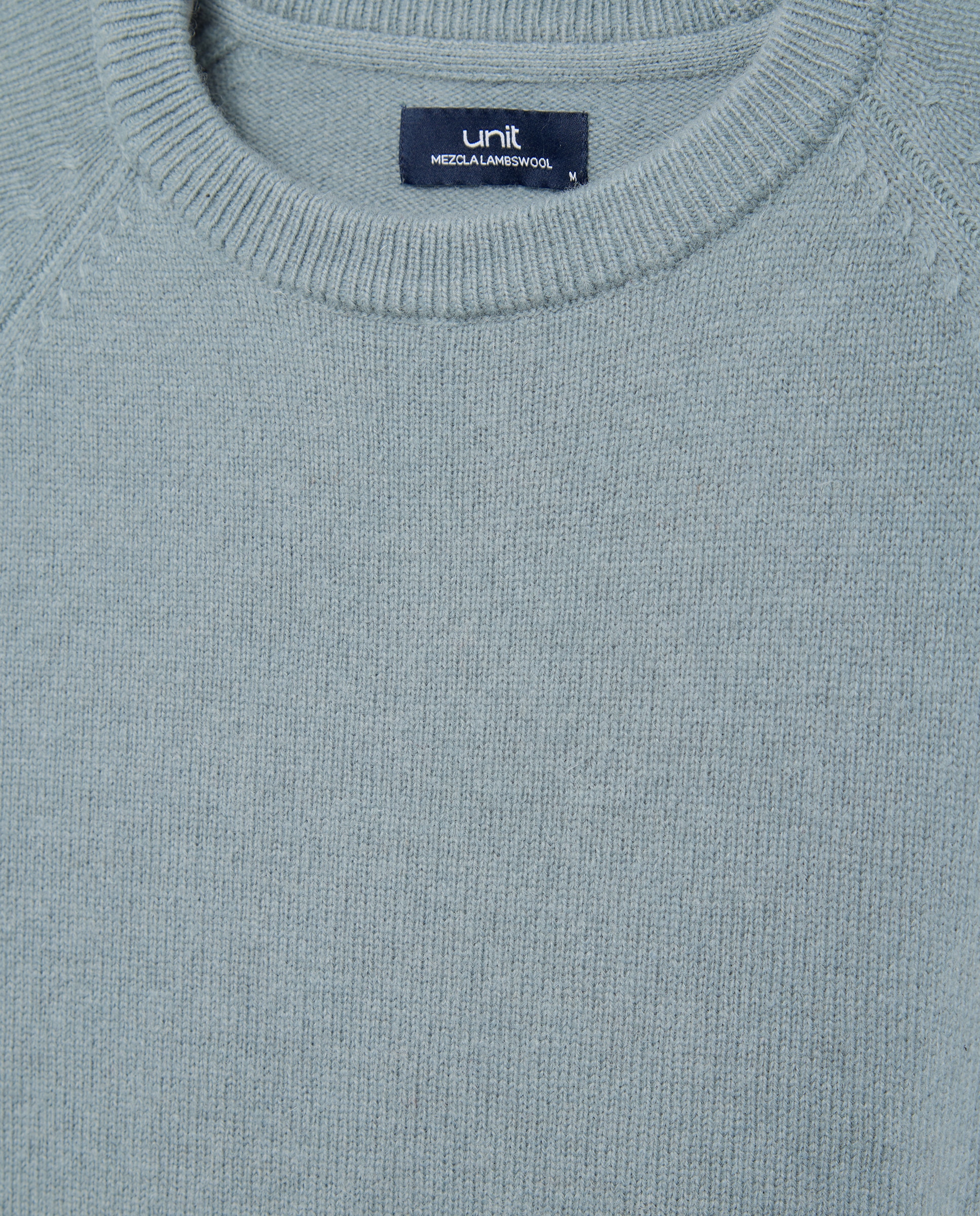 Jersey de hombre cuello caja liso Lambswool Nylon 582 Verde agua-5