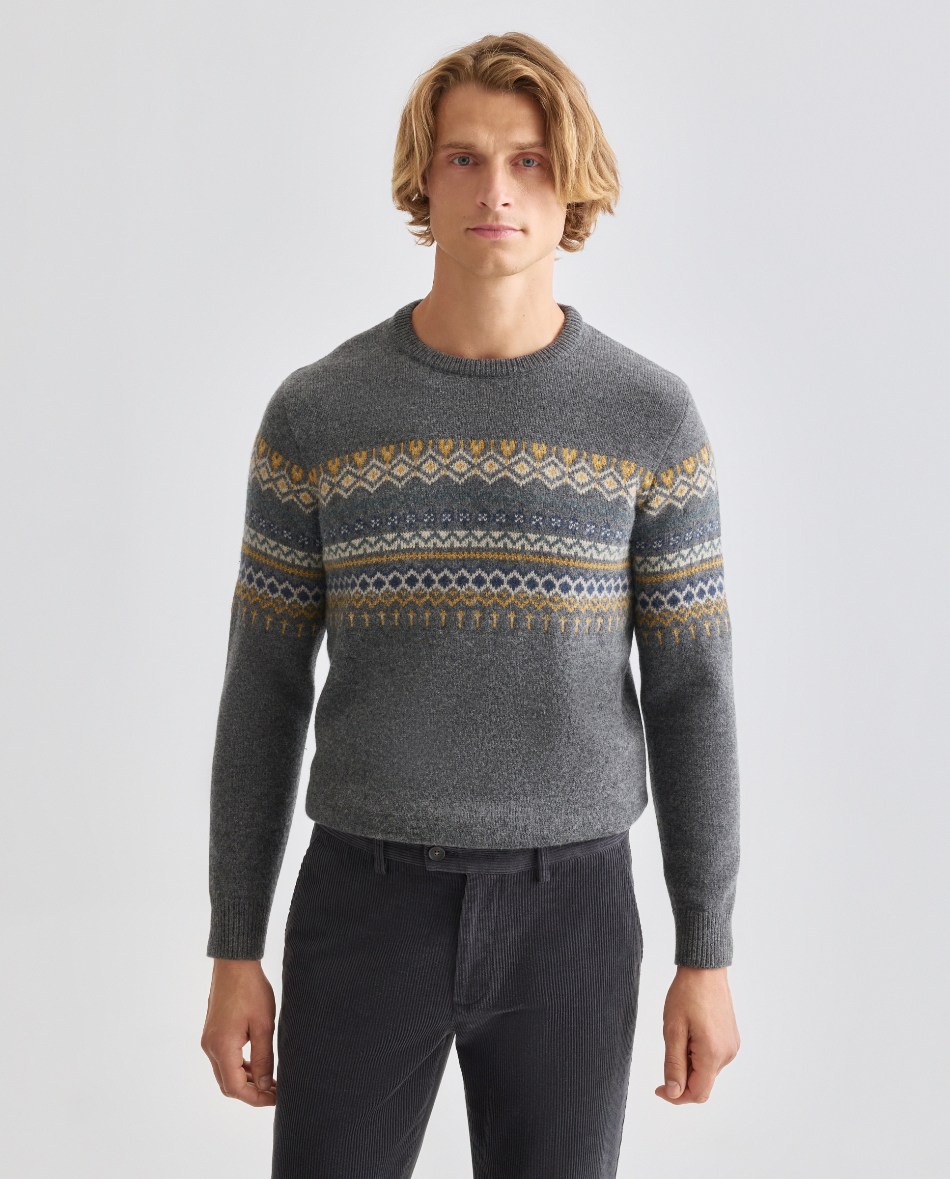 Imagen 0 de Jersey de hombre cuello caja grecas Lambswool Nylon