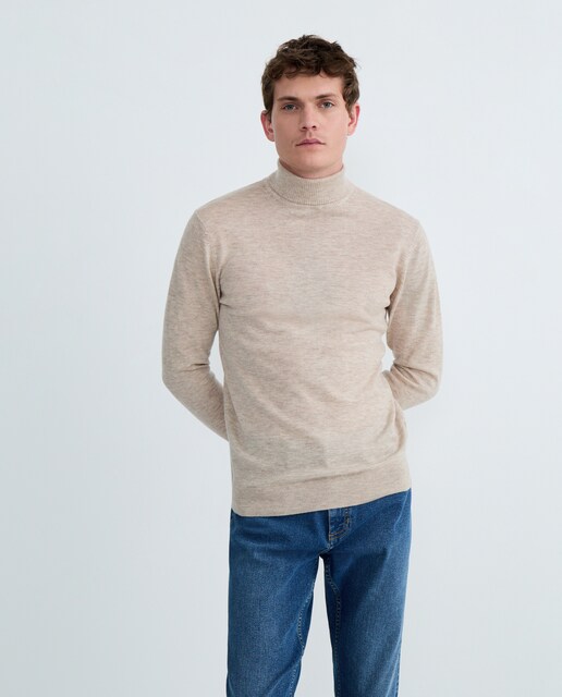 Imagen 0 de Jersey de hombre cuello cisne liso 100% lana merino