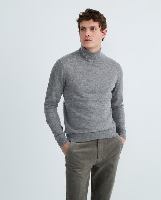 Imagen 0 de Jersey de hombre cuello cisne liso 100% lana merino