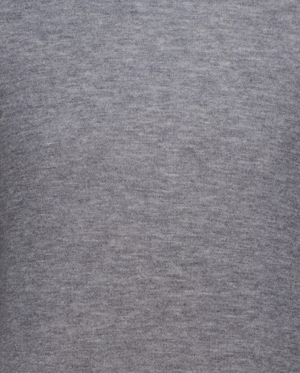 Jersey de hombre cuello cisne liso 100% lana merino 820 Gris medio-5