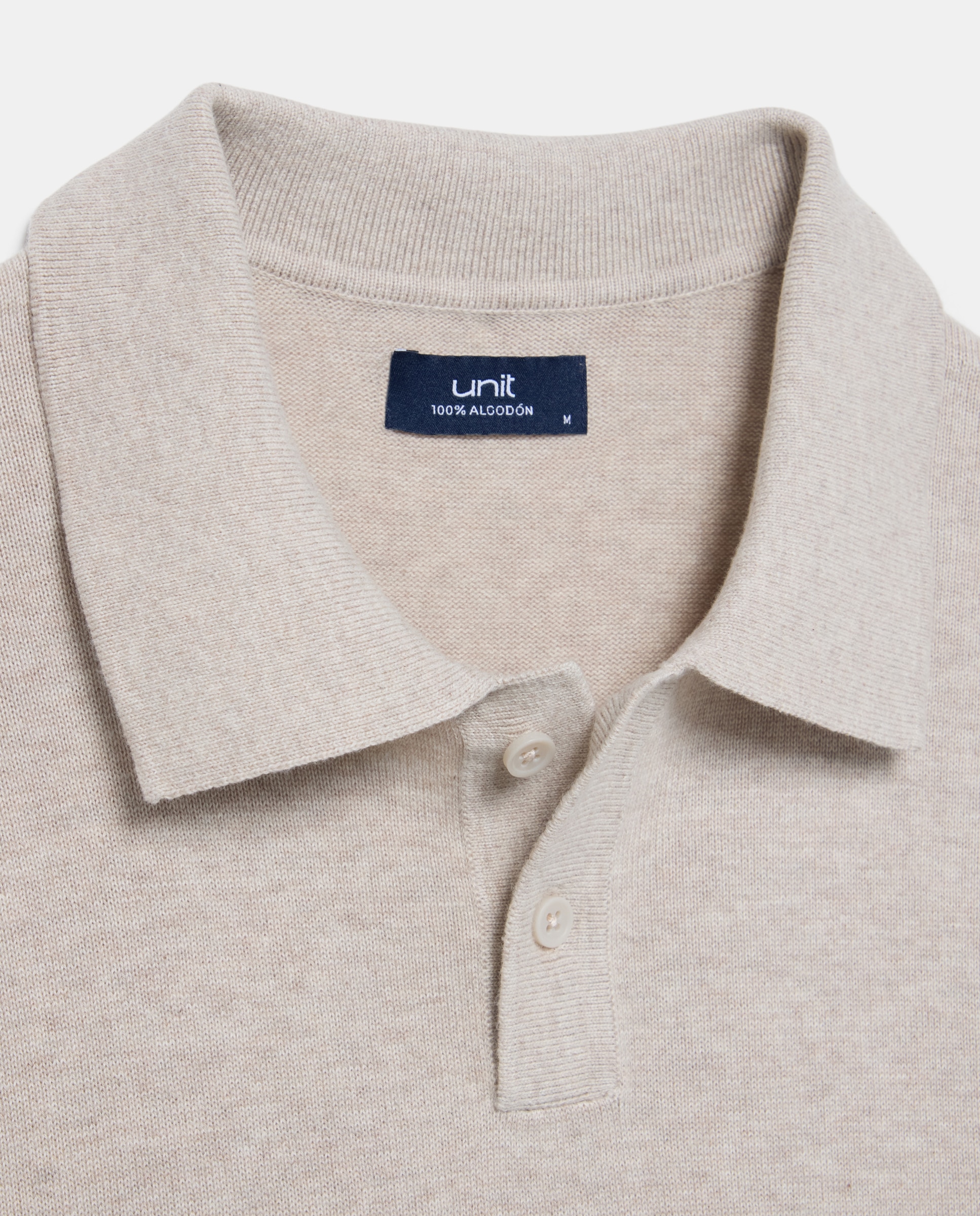 Jersey de hombre cuello polo liso 100% Algodón 710 Beige-5
