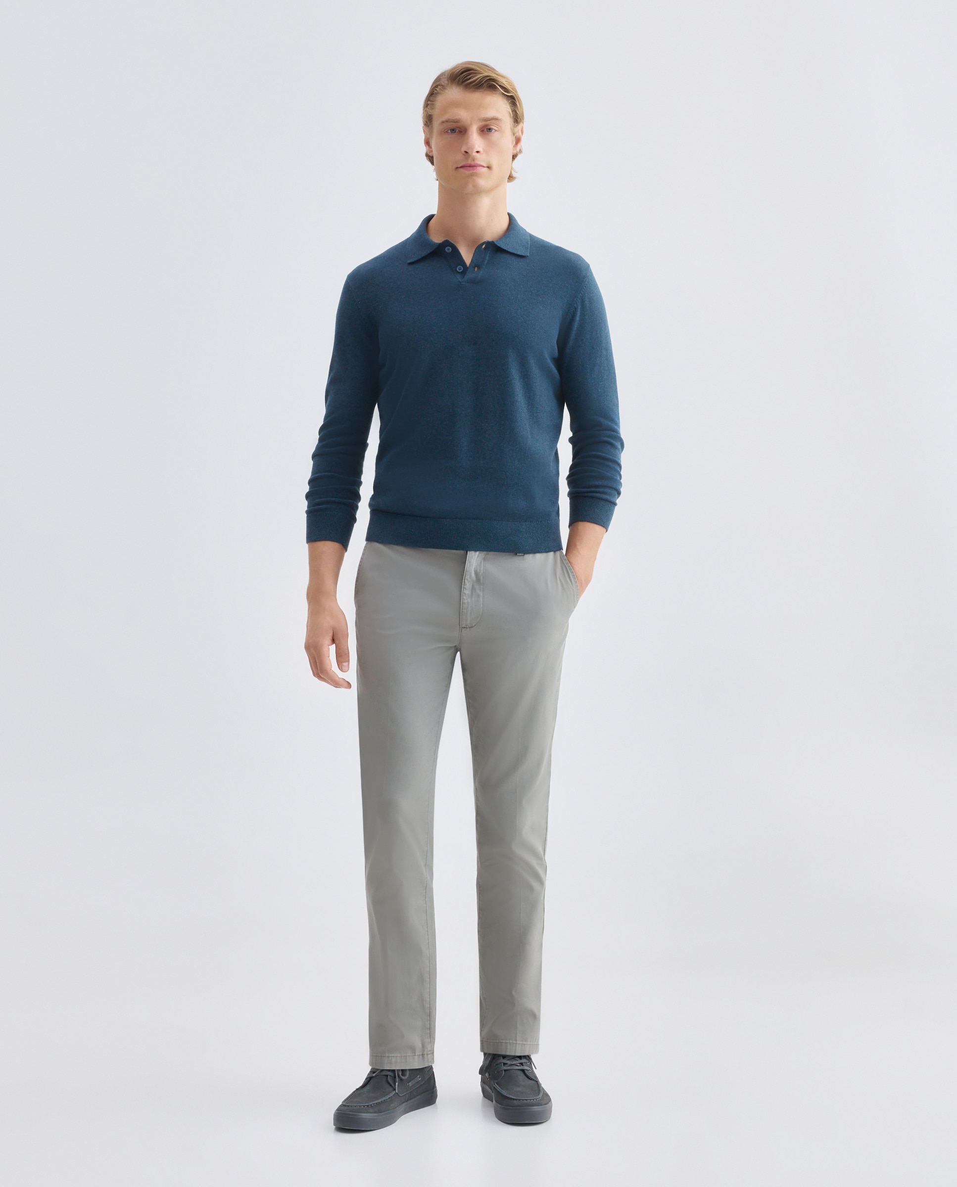 Jersey de hombre cuello polo liso 100% Algodón 400 Azul-2