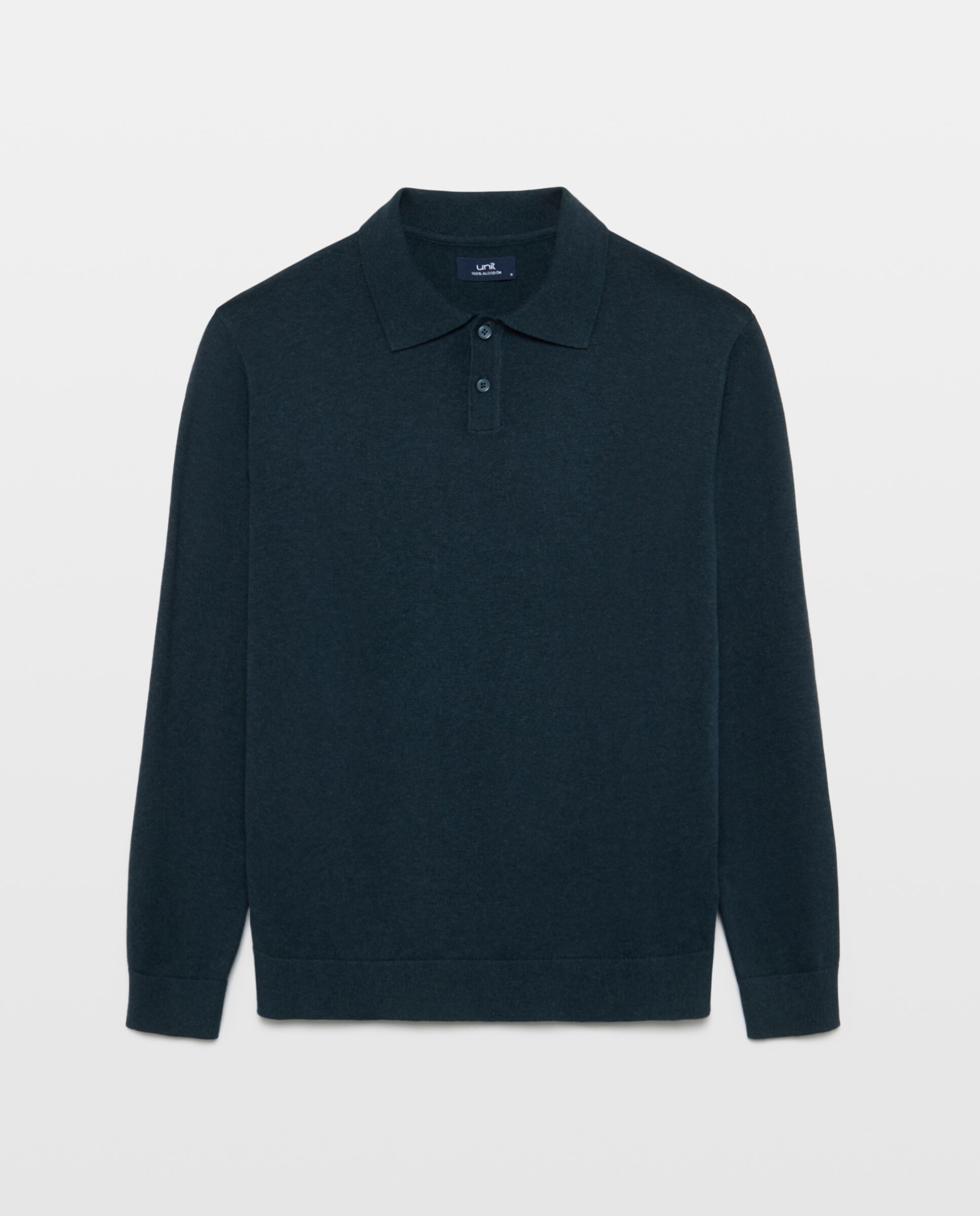 Jersey de hombre cuello polo liso 100% Algodón 400 Azul-4