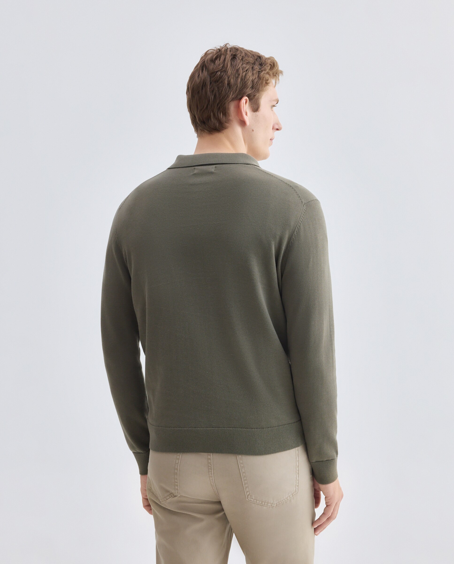 Jersey de hombre cuello polo liso 100% Algodón 520 Kaki-3