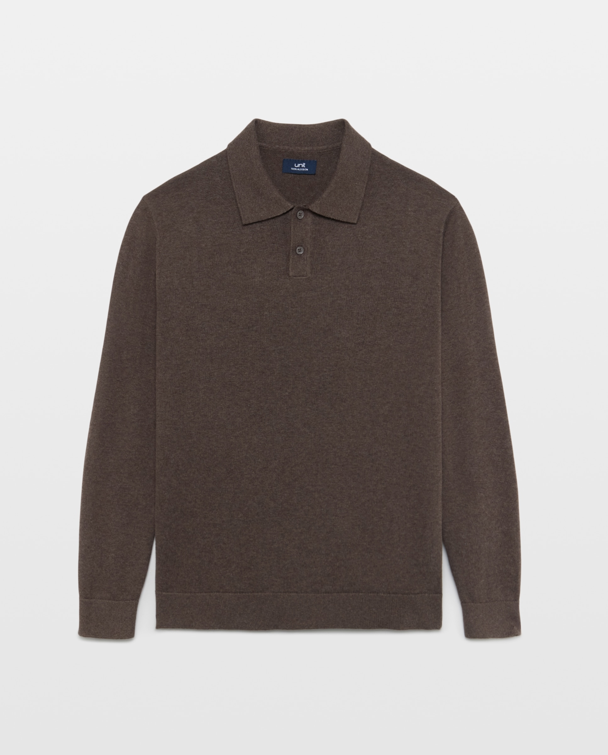 Jersey de hombre cuello polo liso 100% Algodón Marrón-4