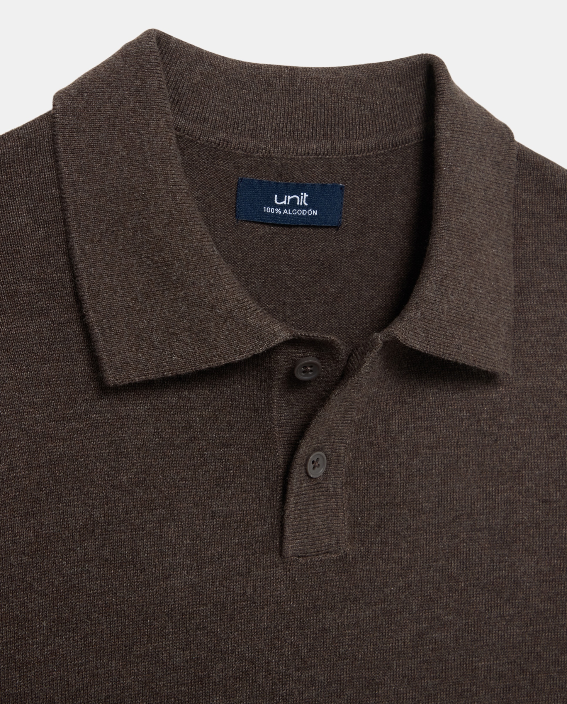 Jersey de hombre cuello polo liso 100% Algodón Marrón-5